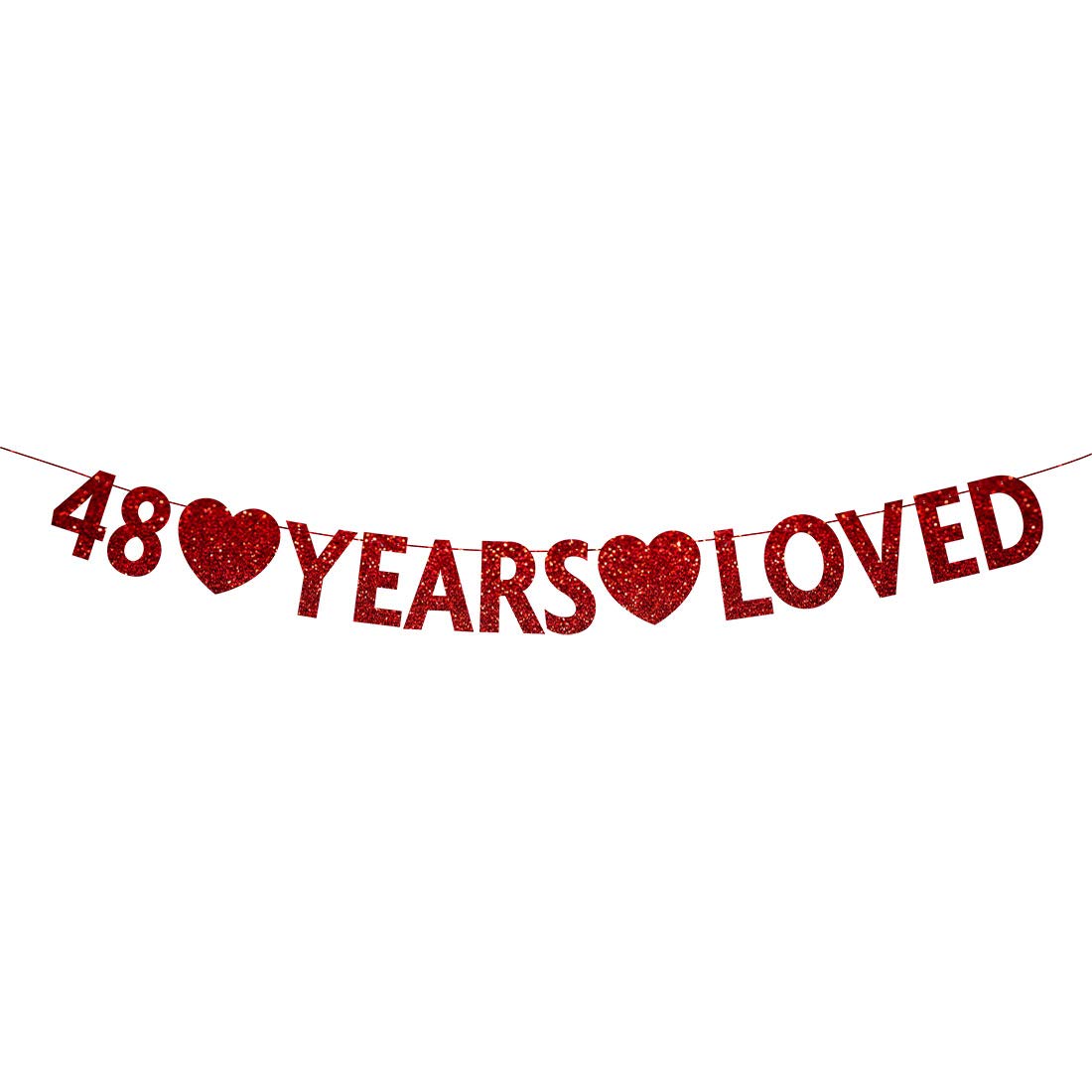 Red Glitter Happy 48th Birthday Banner - Premium Party Decorations & Supplies for Anniversary Celebrations, Home Decor, and Special Events