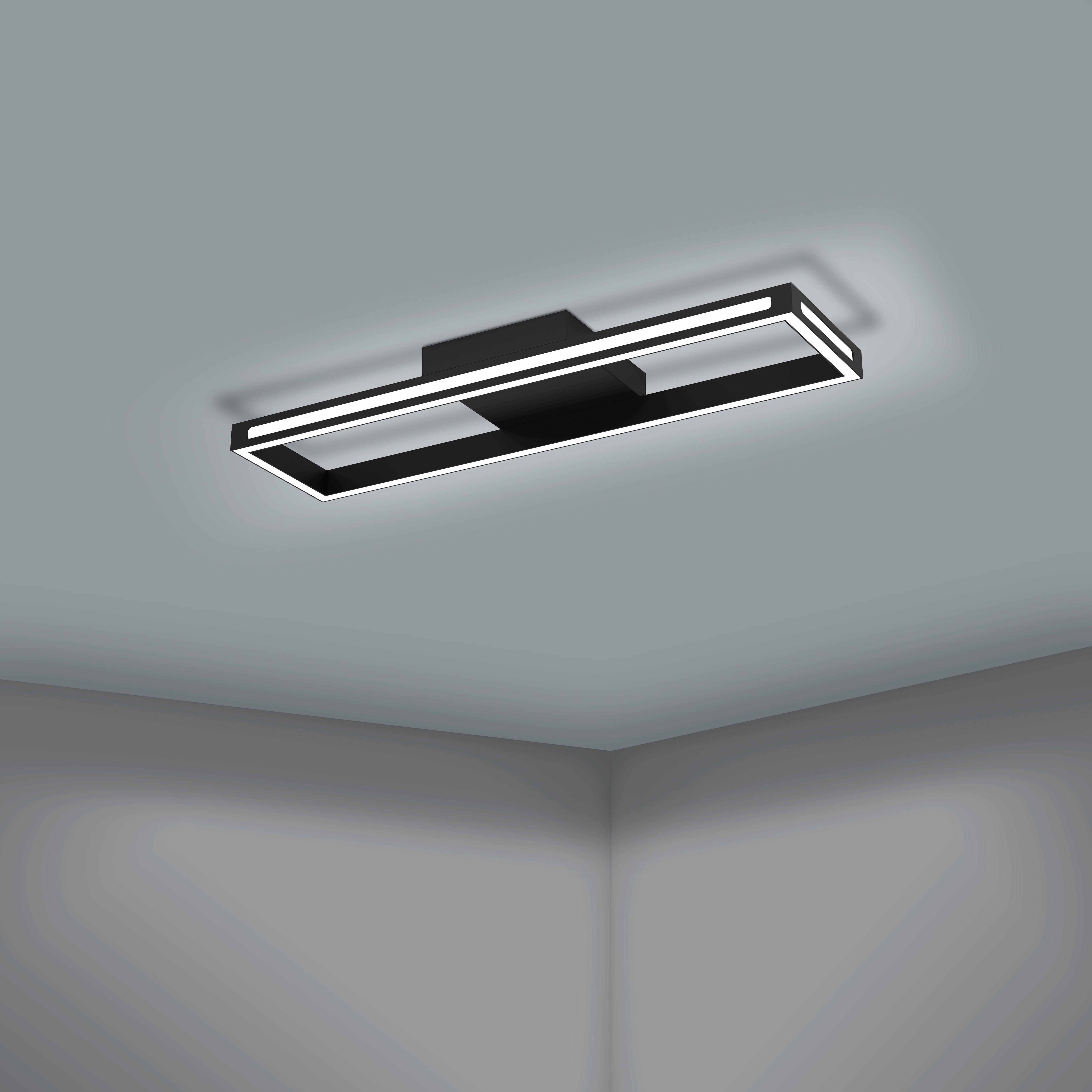 Eglo Connect Salvilanas Z Smart Rectangular Black Flush Mount Ceiling Light - Modern LED Lighting for Bedroom, Living Room & Kitchen
