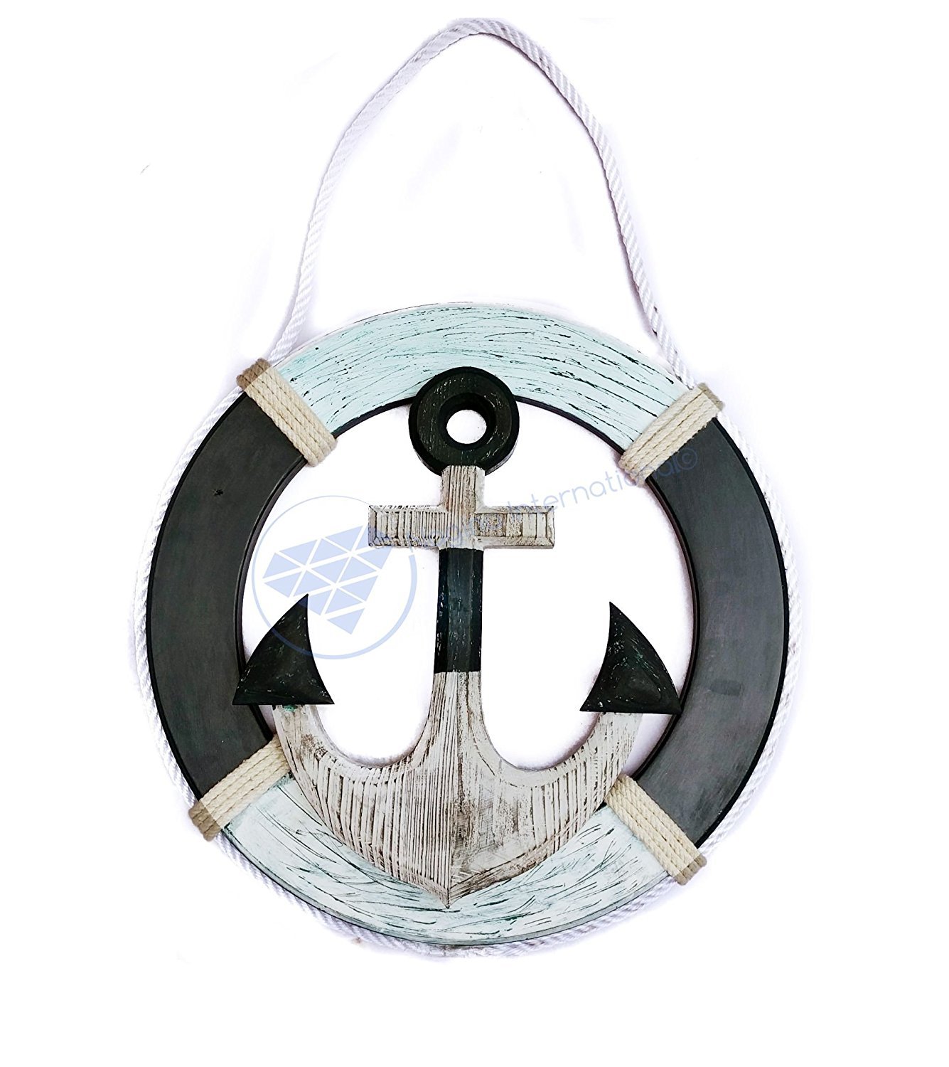 Nautical Antique Rustic Wooden Life Ring with Pine Wood & Ropes - 20 Inch Coastal Home Decor for Beach House, Boat or Cabin | Perfect Nautical Gift for Sailors and Beach Lovers