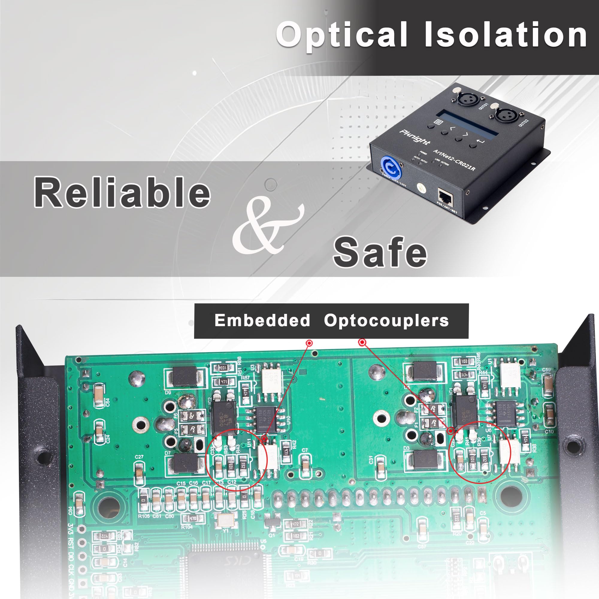 ArtNet DMX 1024 Ethernet Lighting Controller - 2 Universe, Truss Mountable, PoE Powered (CR021R) for Stage Lighting, DJ Shows & Theater Productions