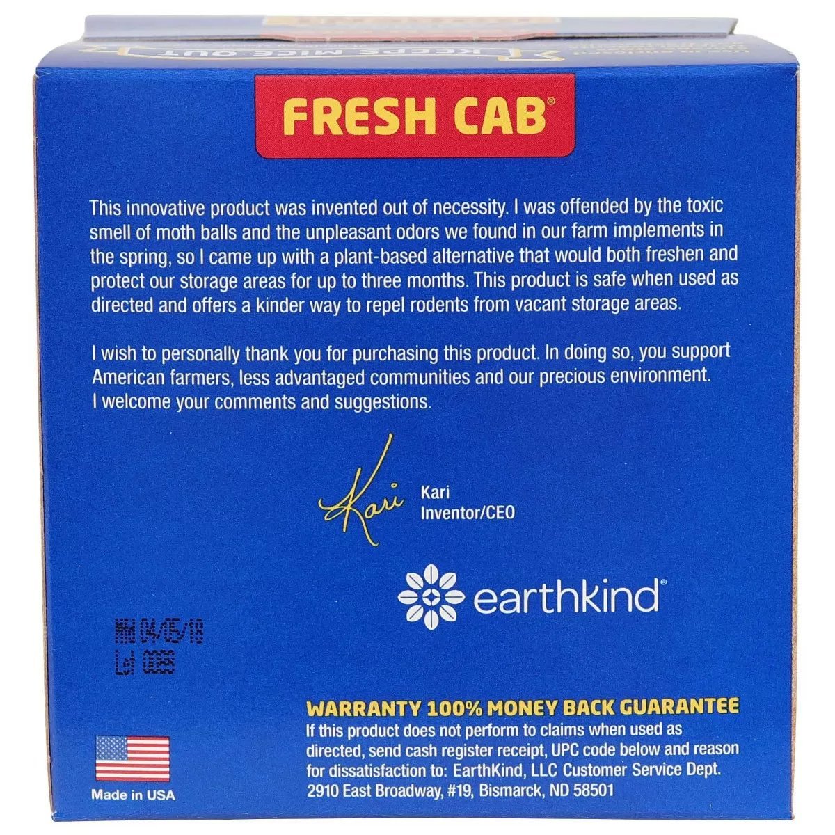 Natural Fresh Cab® Rodent Repellent Sachets - Box of 4 | Eco-Friendly Mouse & Rat Deterrent for Home, Garage, RV & Storage Areas | Long-Lasting Protection Against Rodents