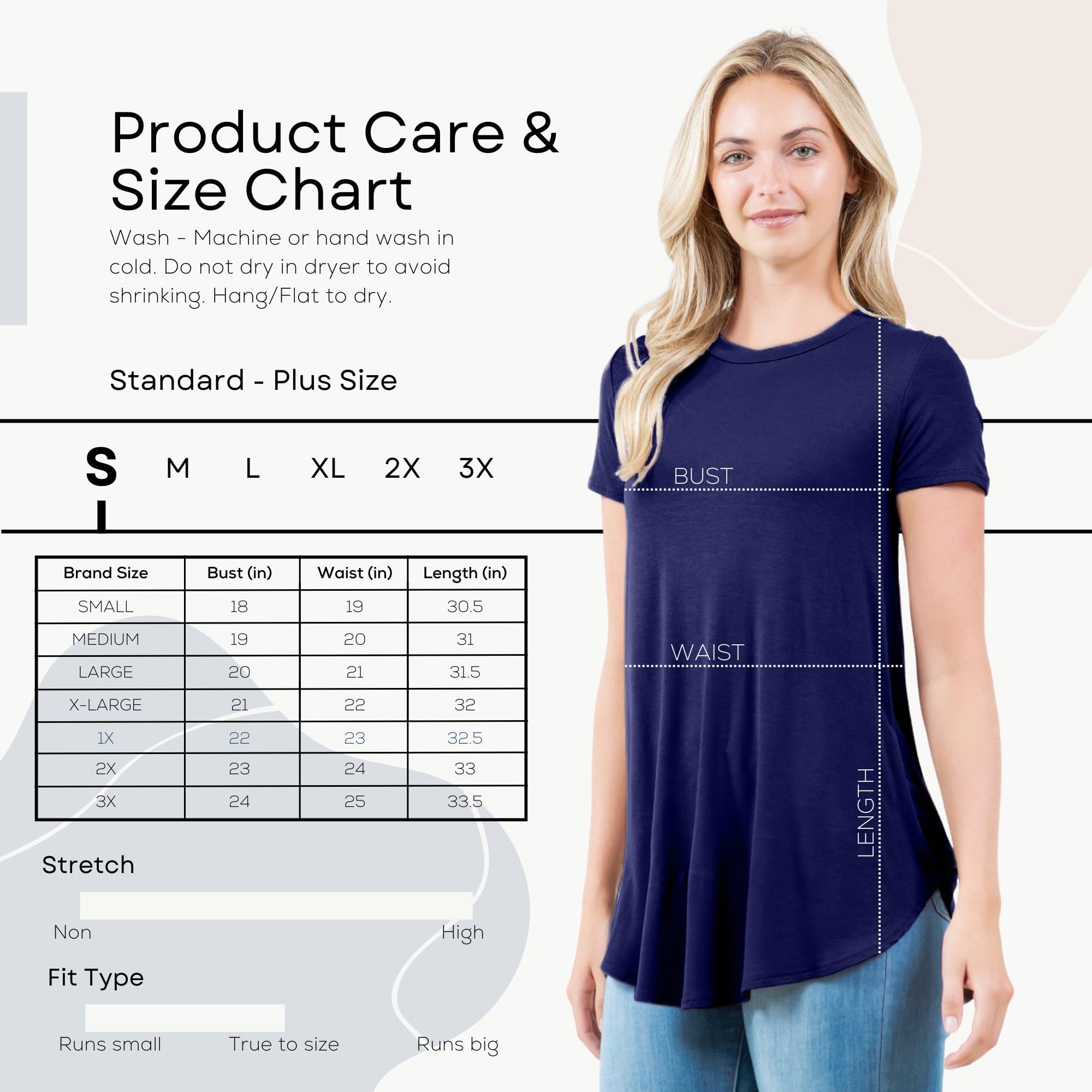 Azules Women's Short Sleeve Tunic Tops - Flowy Scoop Neck Blouse for Leggings | Casual Summer Outfit & Layering Shirt for Work, Travel & Daily Wear