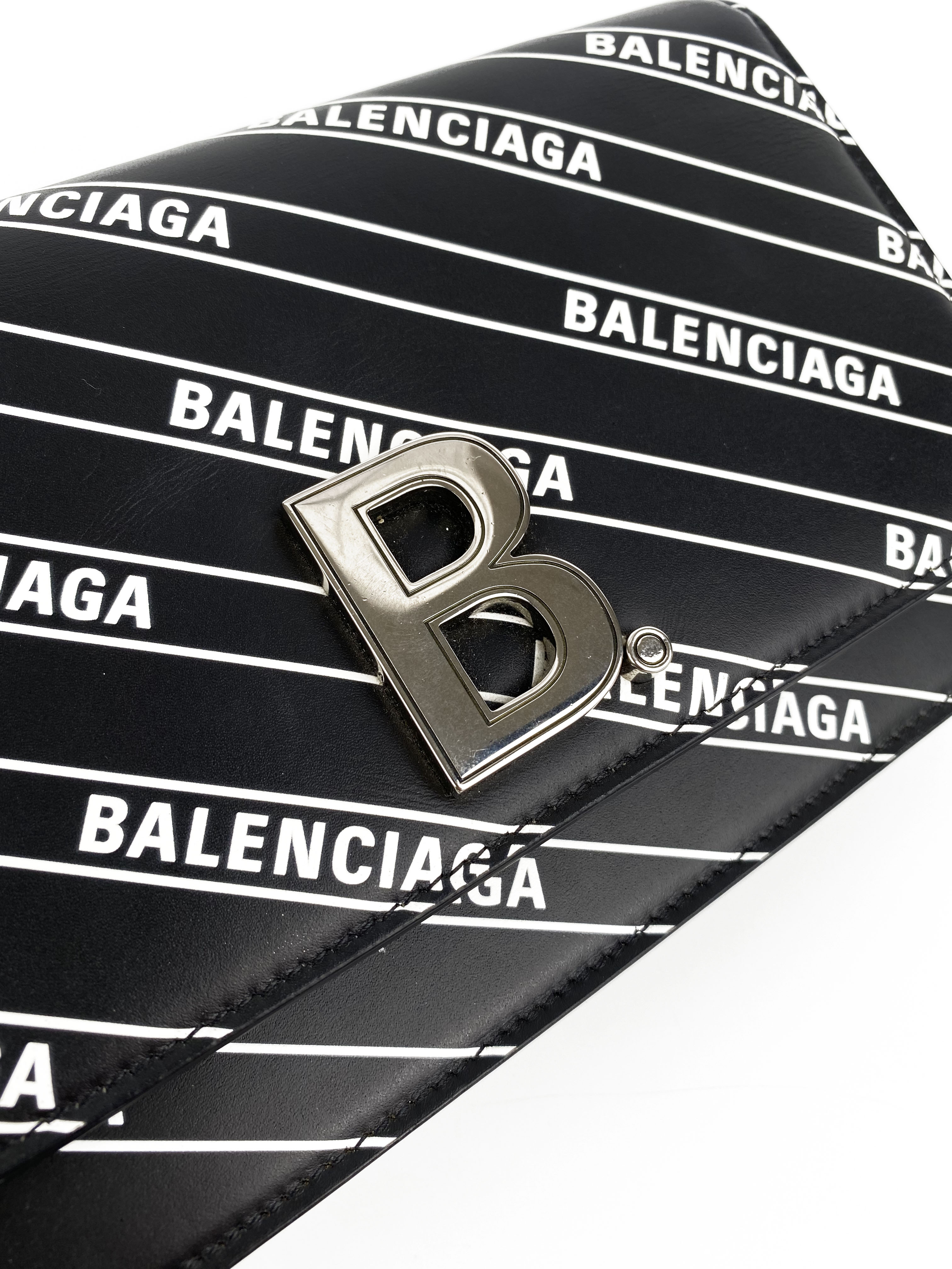 Balenciaga Black & White Logo Wallet on Chain - Stylish Crossbody Bag for Women | Perfect for Parties, Date Nights & Everyday Use