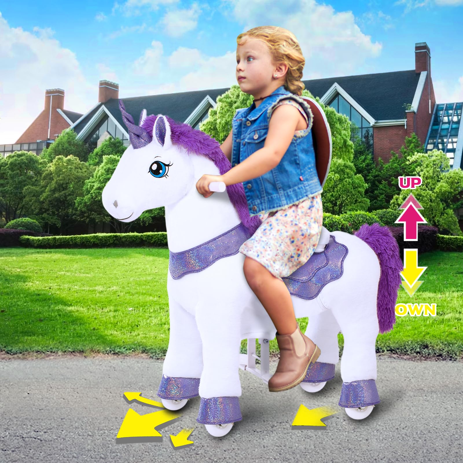 PonyCycle Ride-On Unicorn Toy for Girls Ages 4-8 - 35.4