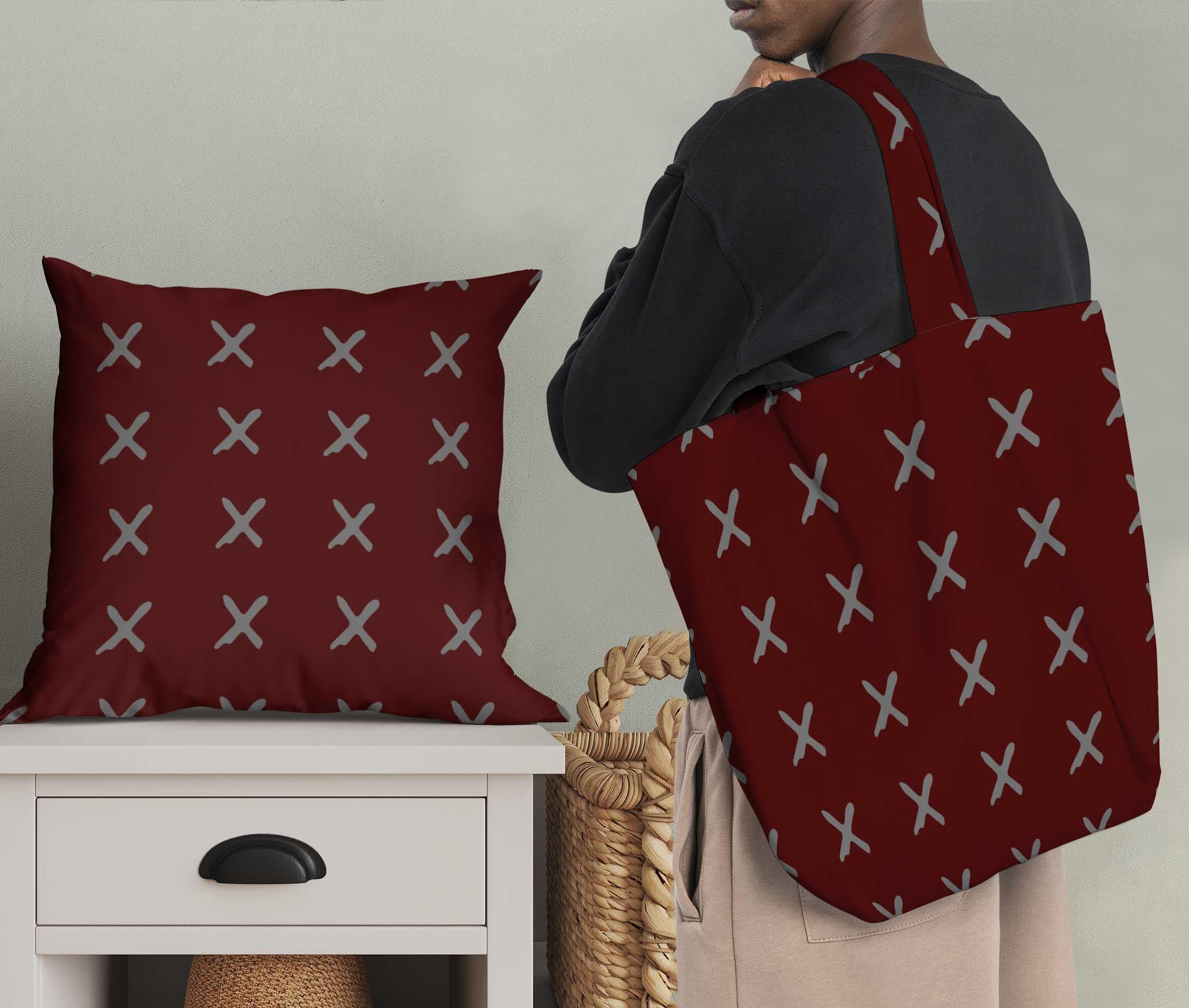 Soimoi Moss Georgette Red Fabric by The Yard - 42 Inch Wide Cross Geometric Printed Textile for Dresses, Scarves, Curtains & Home Decor | Fashion & DIY Crafting Material