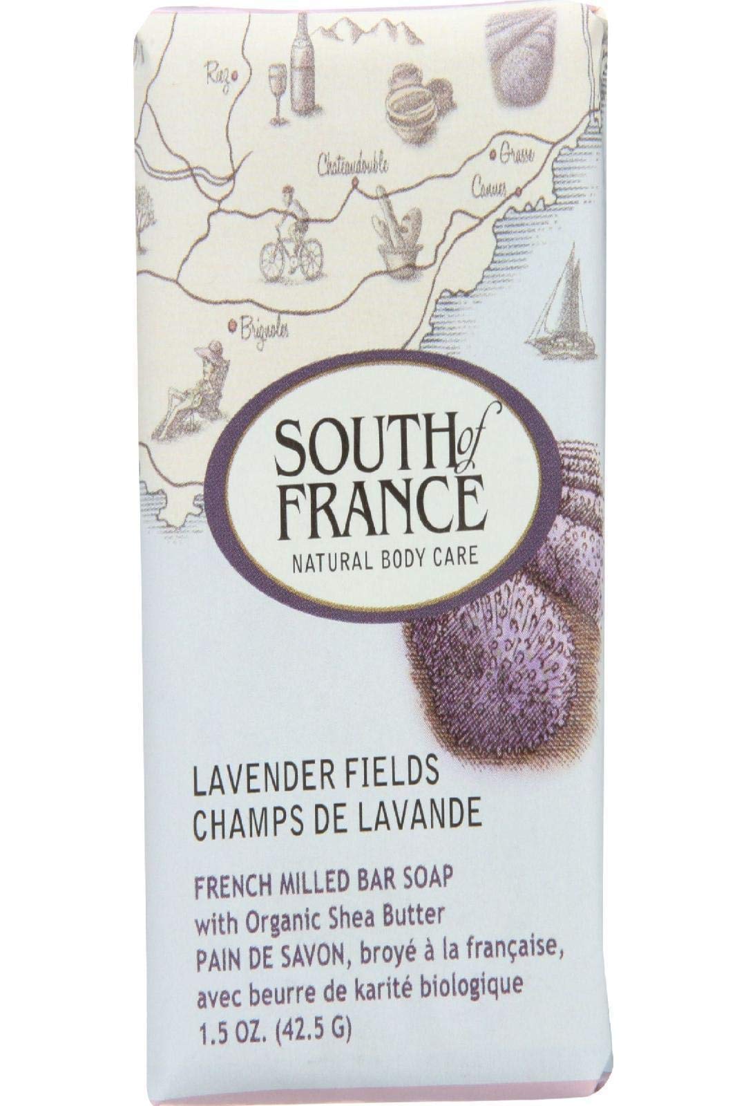 South of France Lavender Fields Travel Bar Soap - 1.5 oz | Natural Handmade Soap for Travel, Camping & Gifts | Moisturizing & Aromatherapy