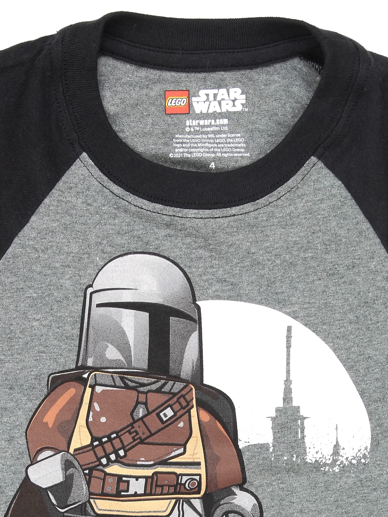 **LEGO Star Wars The Mandalorian Boys Long Sleeve T-Shirt (Size 7-8, Gray) - Cool & Comfortable Kids' Tee for School, Play & Star Wars Fans**