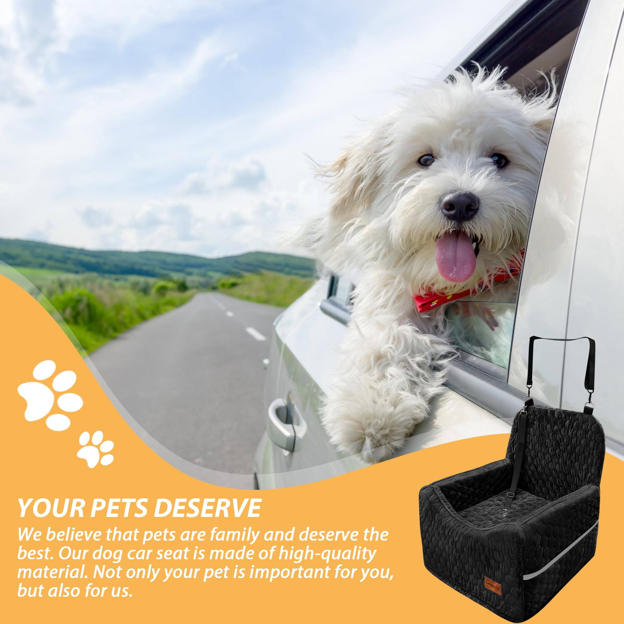 **Washable Dog Car Seat for Small & Medium Dogs Under 35 lbs - Portable Pet Booster Seat with Storage Pockets, Travel Bed & Safety Harness - Perfect for Road Trips, Vet Visits & Daily Commutes (Black)**