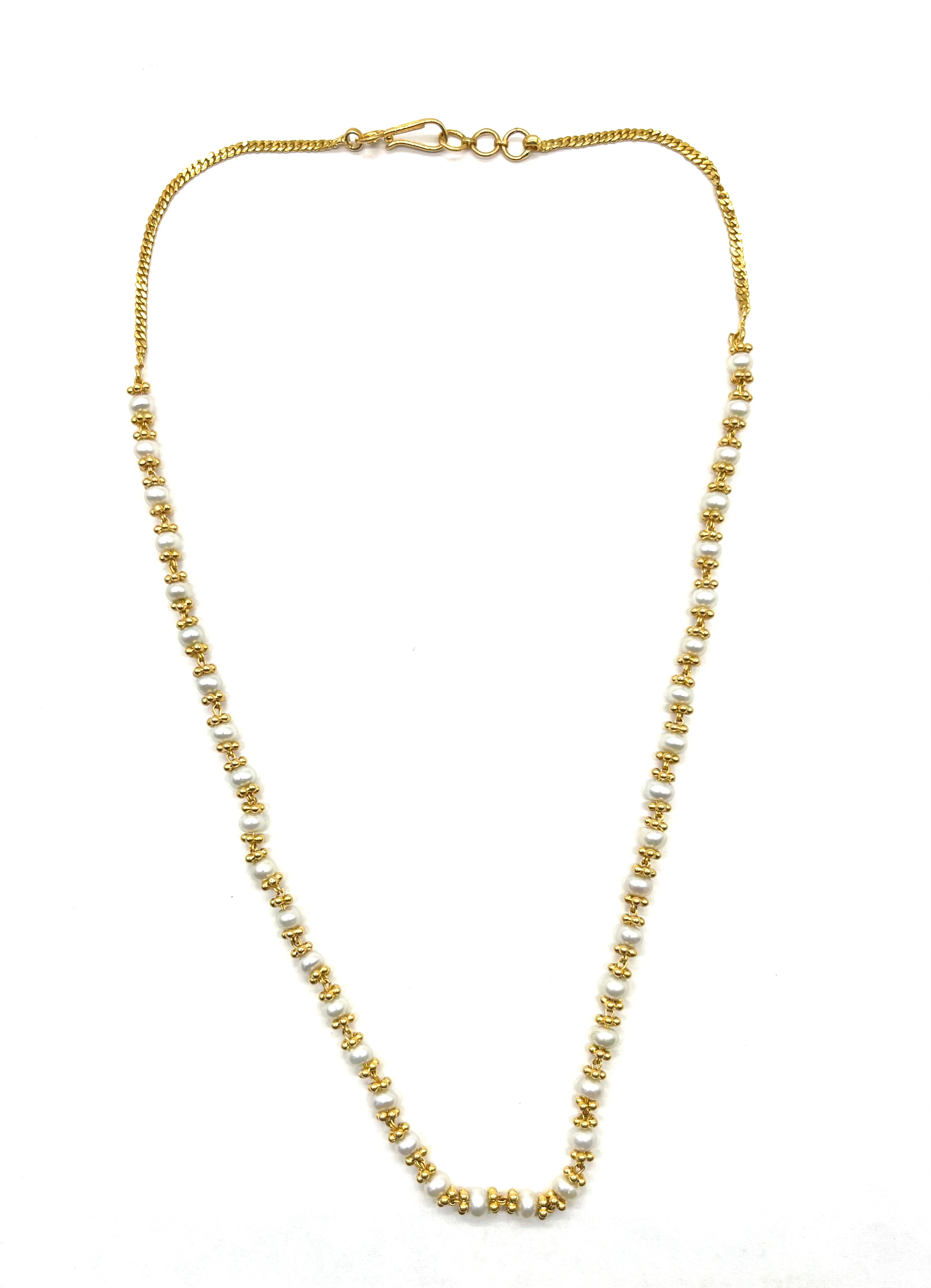 22K Gold Beaded Pearl Necklace for Women - Elegant Luxury Jewelry Gift for Weddings, Parties & Special Occasions
