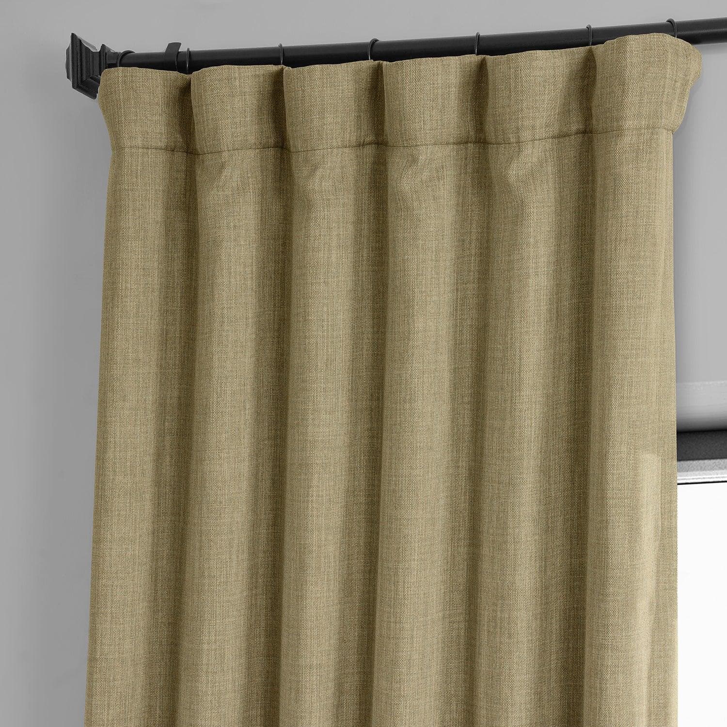 Nomad Tan Textured Faux Linen Blackout Curtains - Light Blocking Window Drapes for Bedroom, Living Room & Home Theater