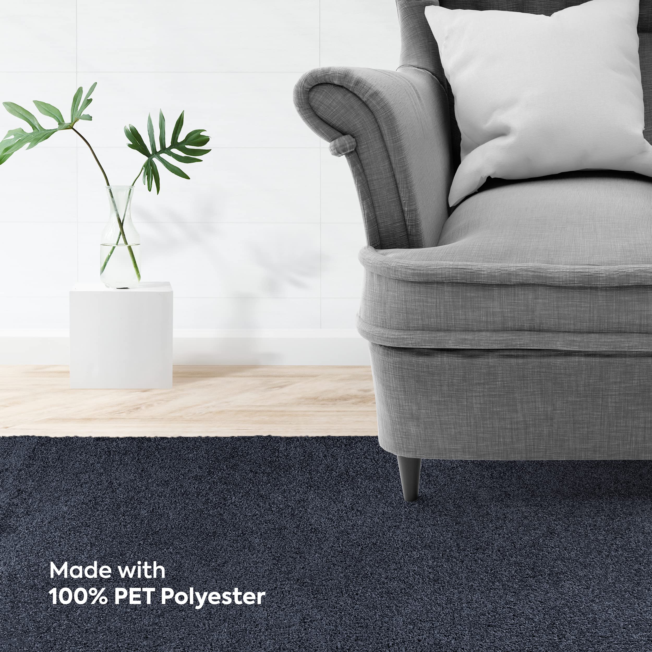 Modern Plush Solid Petrol Blue Indoor/Outdoor Area Rug - Pet & Kid Friendly, Non-Slip, USA Made, 1.5' x 2.25' Rectangle (Set of 5) - Perfect for Living Rooms, Bedrooms, Playrooms & High-Traffic Areas