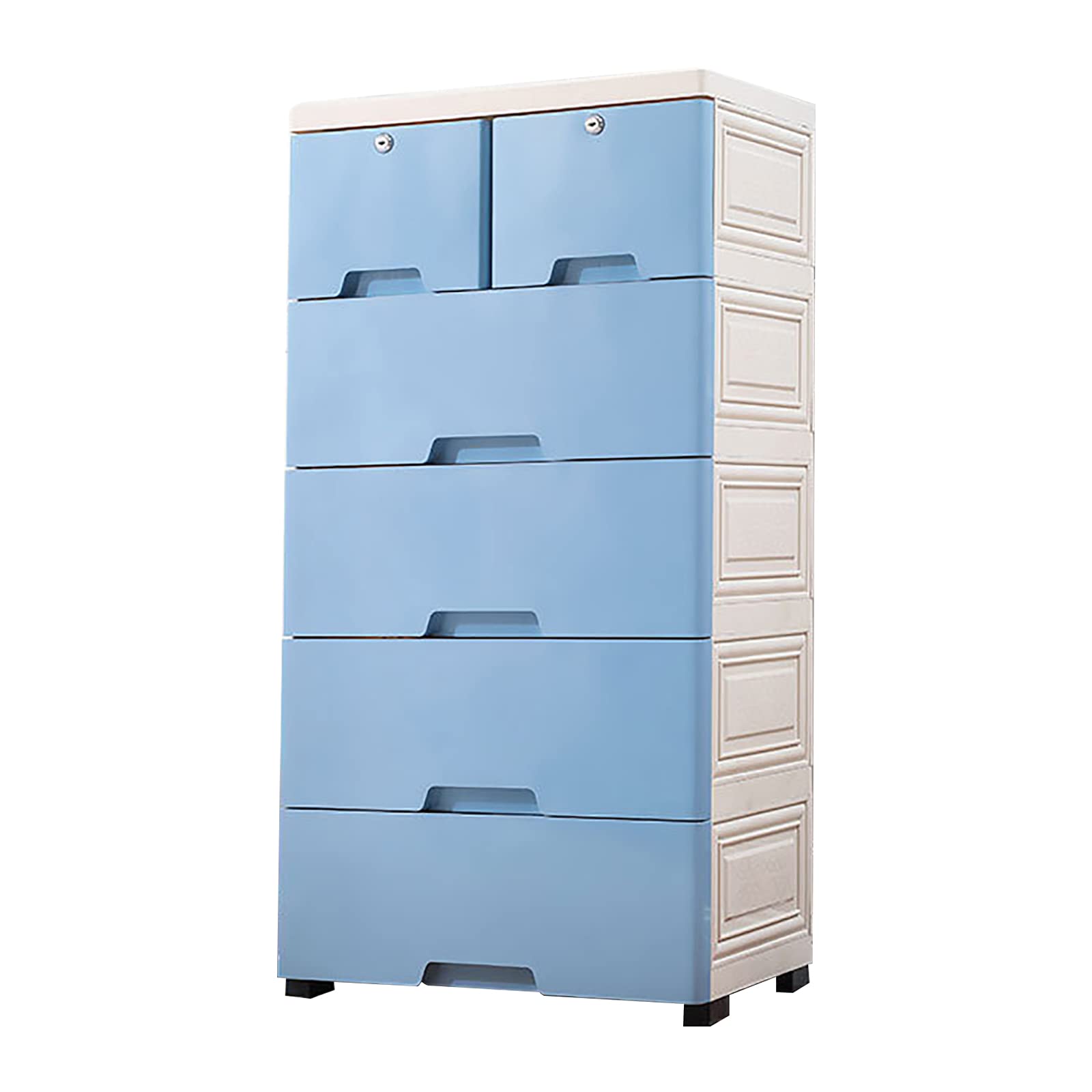 6-Drawer Plastic Storage Tower with Wheels - DYRABREST Vertical Dresser Organizer for Clothes & Accessories, Easy Assembly 5-Tier Cabinet for Bedroom, Closet, Dorm or Office (Blue)