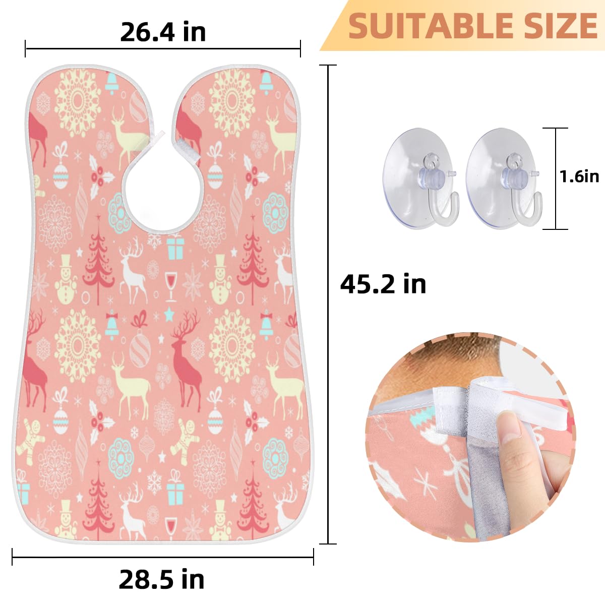 Men's Winter Christmas Themed Beard Bib - Non-Stick Shaving Apron with Suction Cups, Hair Catcher & Grooming Cloth - Perfect Gift for Husband & Dad (Great for Holiday Grooming & Mess-Free Shaving)