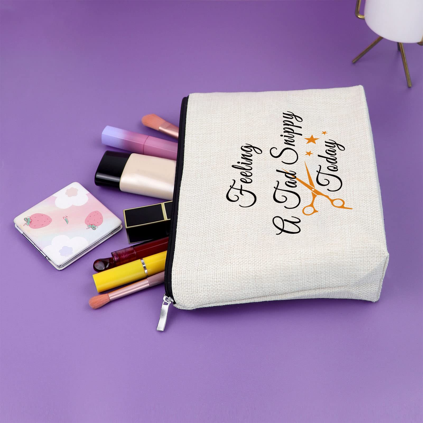 Funny Hair Stylist Appreciation Gifts - Sazuwu Makeup Bag & Cosmetic Organizer for Barber Graduation, Christmas, Birthday, Thanksgiving & Retirement - Perfect Gift for Hairdressers & Salon Professionals (Great for Travel & Daily Makeup Storage)