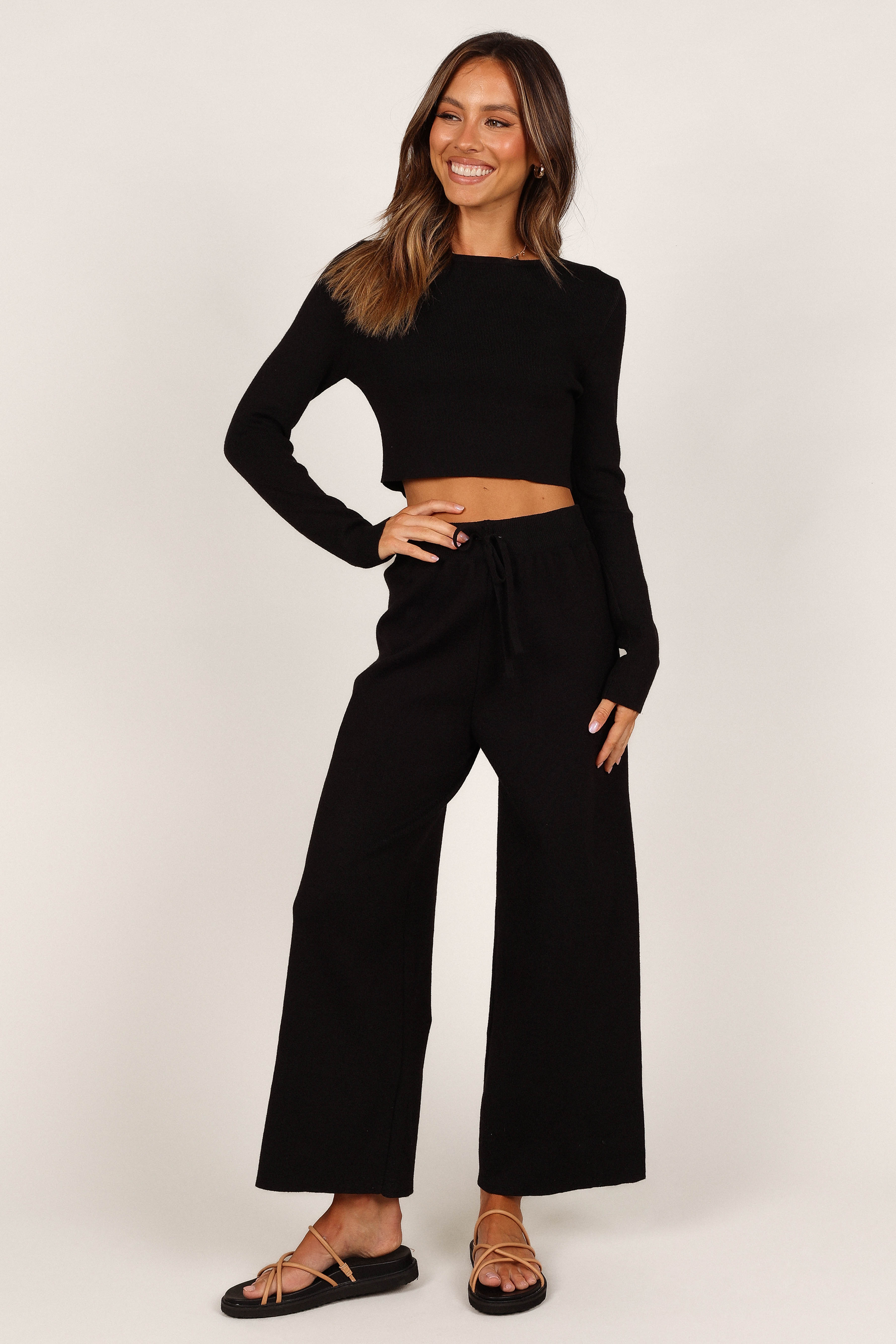 Ayers Women's Long Sleeve T-Shirt and Pants Set - Soft Comfortable Lounge Wear - Black - Perfect for Yoga, Home Relaxation & Casual Outfits