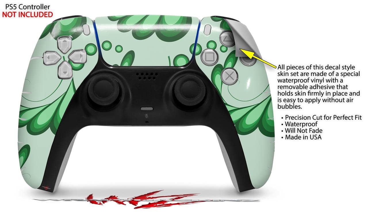 PS5 DualSense Controller Skin Wrap - Petals Green for Gaming Protection