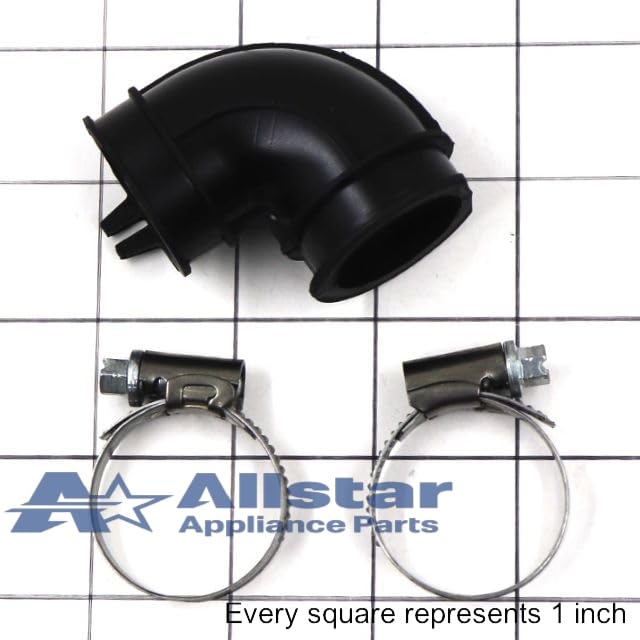 WD24X33918 Dishwasher Elbow Hose and Clamp Kit - Replacement Part for Whirlpool, Maytag, KitchenAid Dishwashers - Perfect for Leak Repair & Maintenance