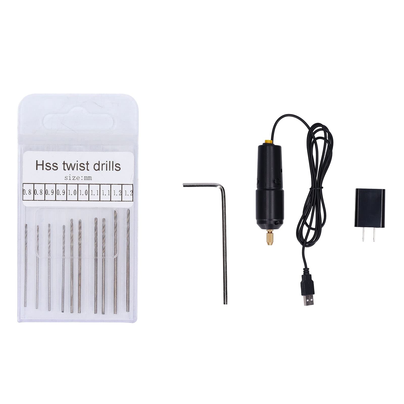 High Speed USB Mini Electric Drill - Micro Hand Drill for Resin Jewelry Making with Steel & ABS Iron Bits (No US Plug Included) | Perfect for DIY Crafts, Woodworking & Small Repair Projects