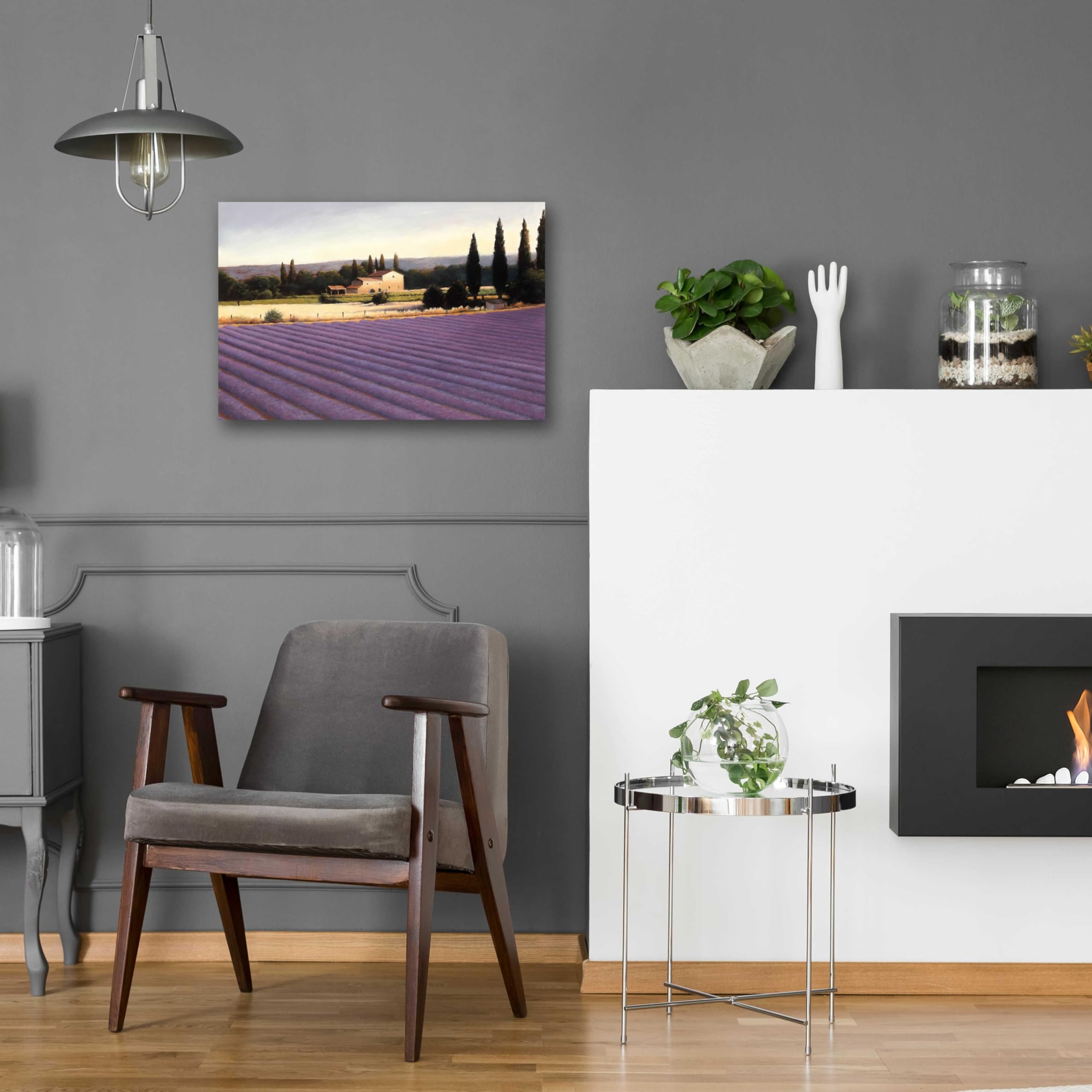 Lavender Fields II Acrylic Glass Wall Art by James Wiens - 24x16 Inches Modern Home Decor for Living Room, Bedroom & Office