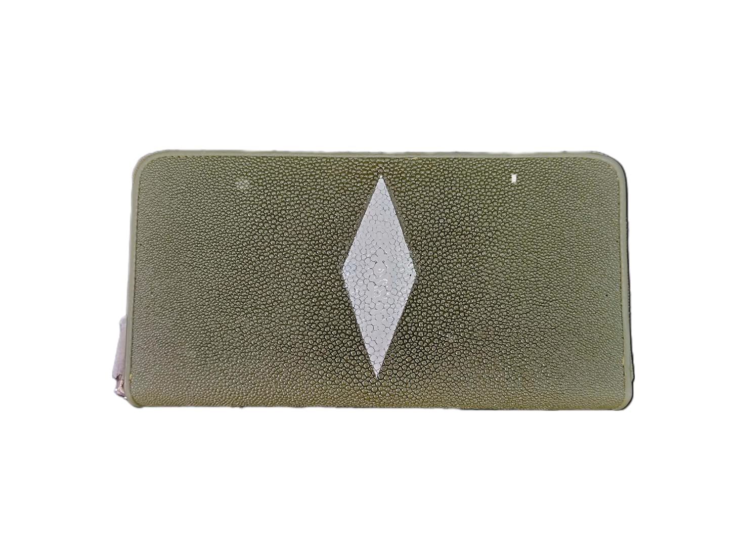 Genuine Stingray Skin Leather Long Wallet for Women - 2 Large Compartments, 1 Zip Pocket & 16 Card Slots - Stylish Zip Closure Wallet - Perfect for Everyday Use, Travel & Gift Giving