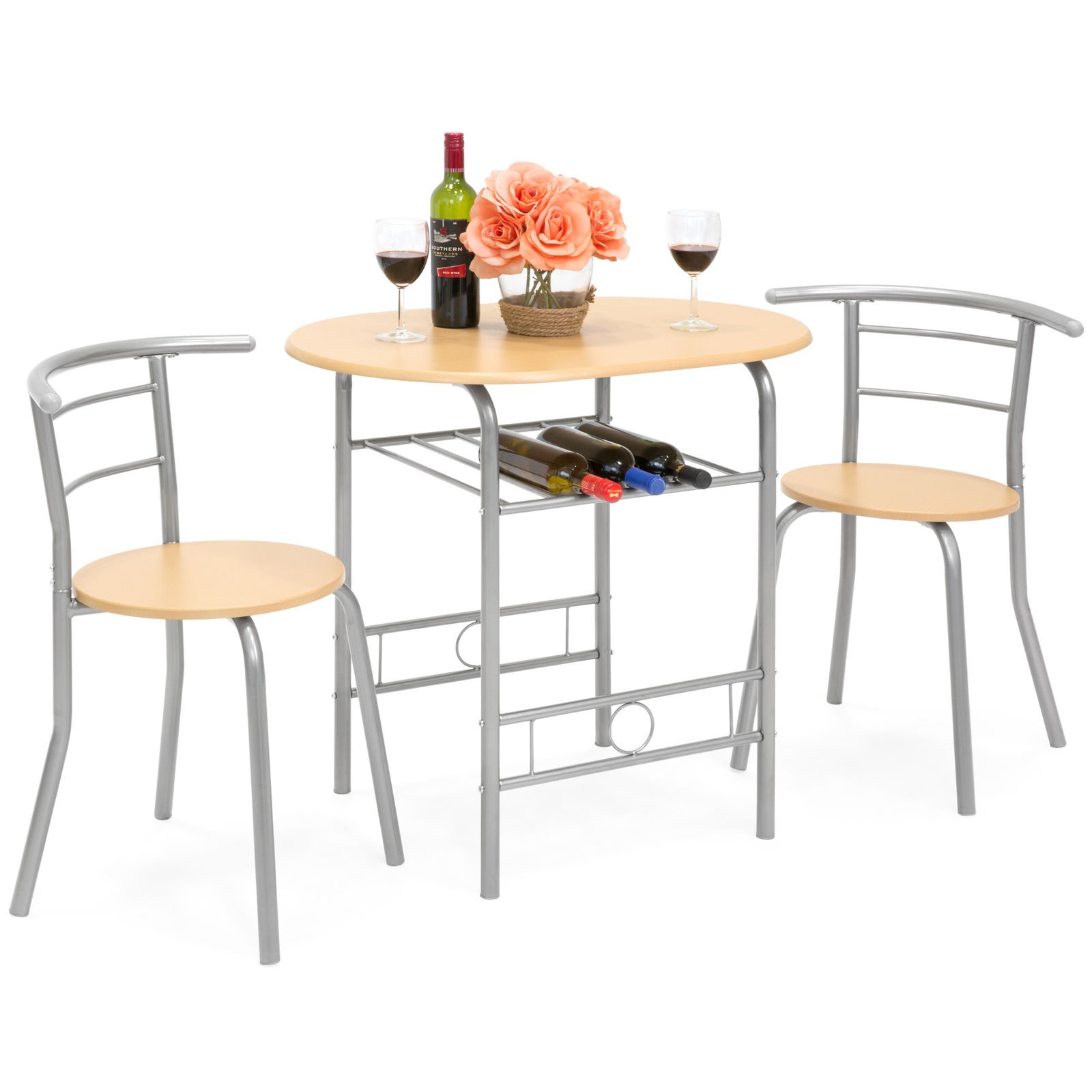 Allblessings 3-Piece Wooden Dining Set - Table & 2 Chairs for Bistro, Pub, Home Kitchen & Breakfast Nook | Rustic Wood Furniture for Small Spaces & Outdoor Patios