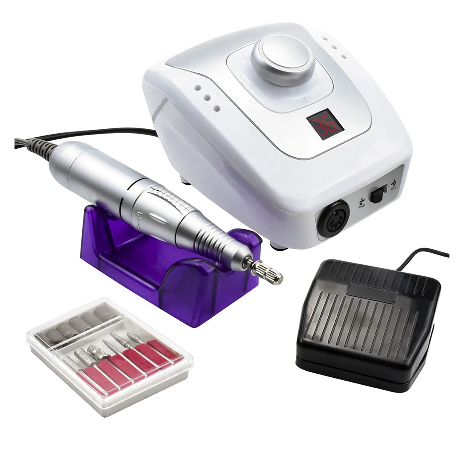 32W 35000RPM Electric Nail Drill Kit - Professional Manicure & Pedicure Machine for Natural Nails, Gel Polish, Acrylics - Silver Nail Art Pen with Milling Tools (Perfect for Home Salon & Nail Techs)