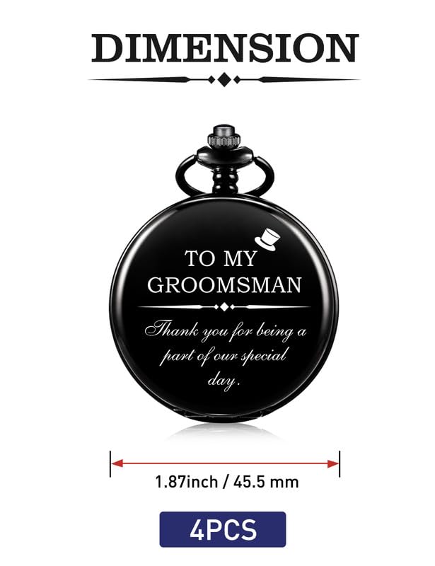 ManChDa Engraved Pocket Watch for Men - Premium Groomsmen Gift Set, Bestman Wedding Accessories - Perfect for Groomsman, Best Man & Wedding Party Gifts