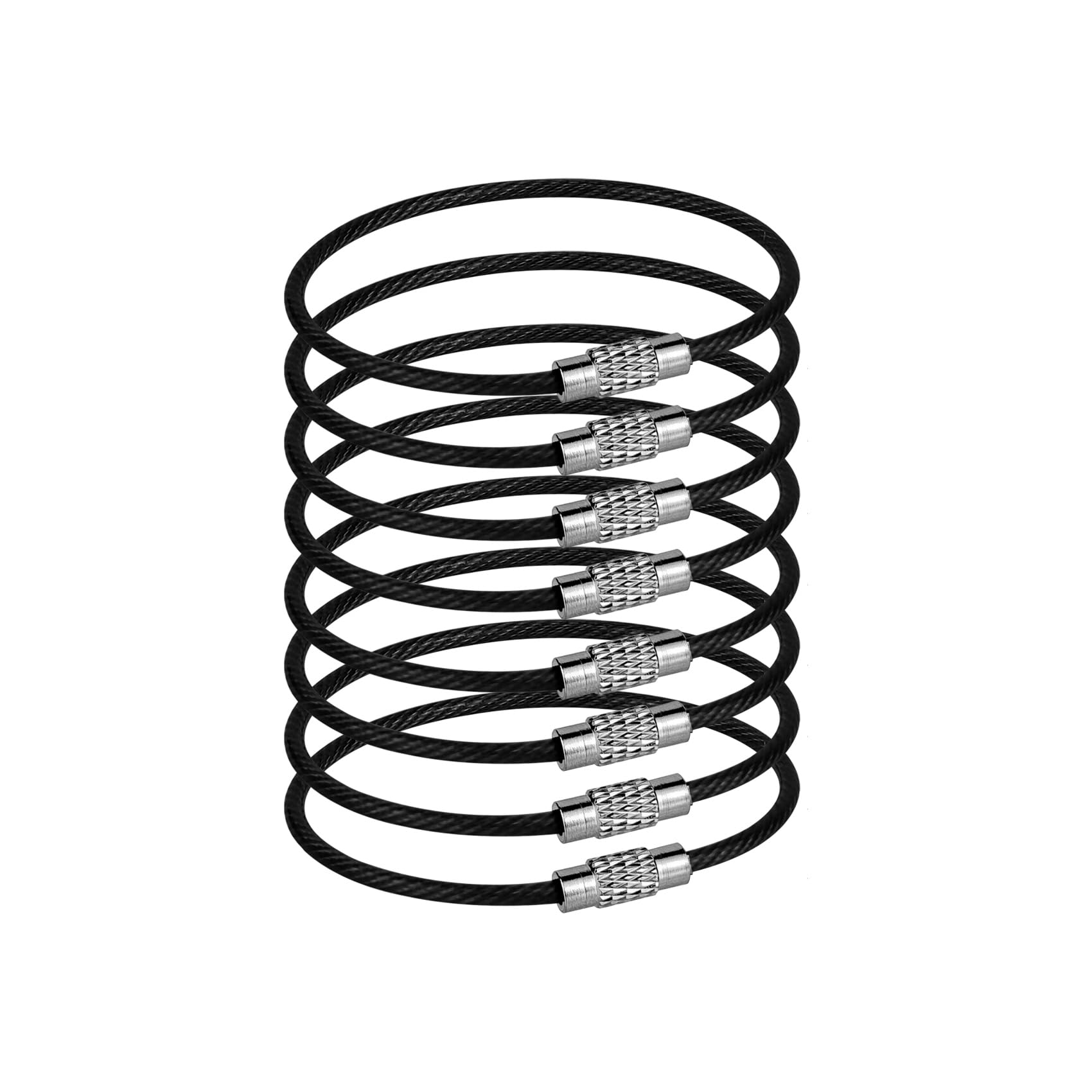 8 Pack 2mm x 6 Inch Stainless Steel Coated Wire Keychains - Durable Key Rings for Luggage Tags, Kitchen Utensils, Backpacks & Pet ID Tags | Multi-Purpose Organizer for Home, Office & Travel