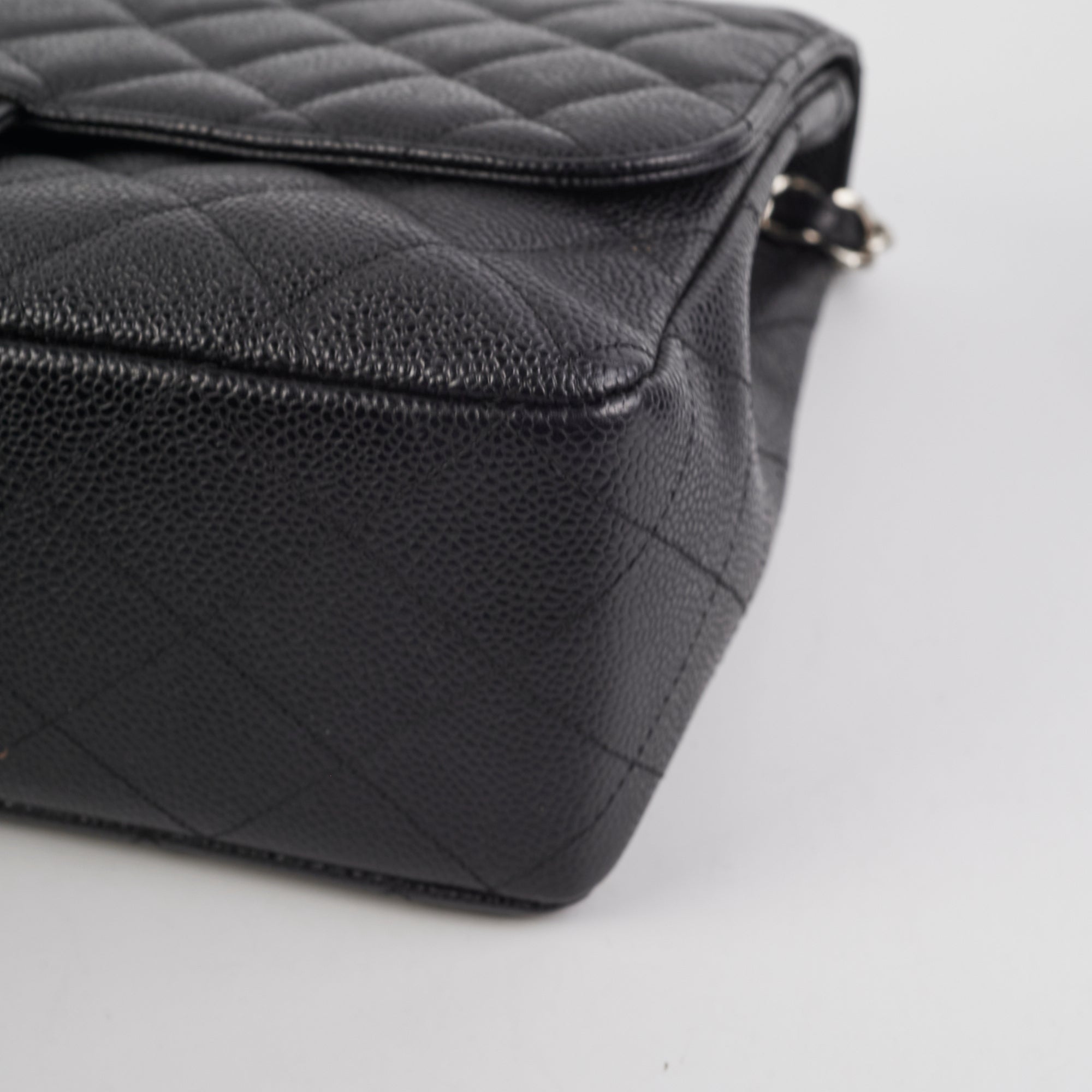 Chanel Single Flap Jumbo Caviar Black Leather Shoulder Bag - Luxury Designer Handbag for Women | Perfect for Work, Evening Events & Everyday Use