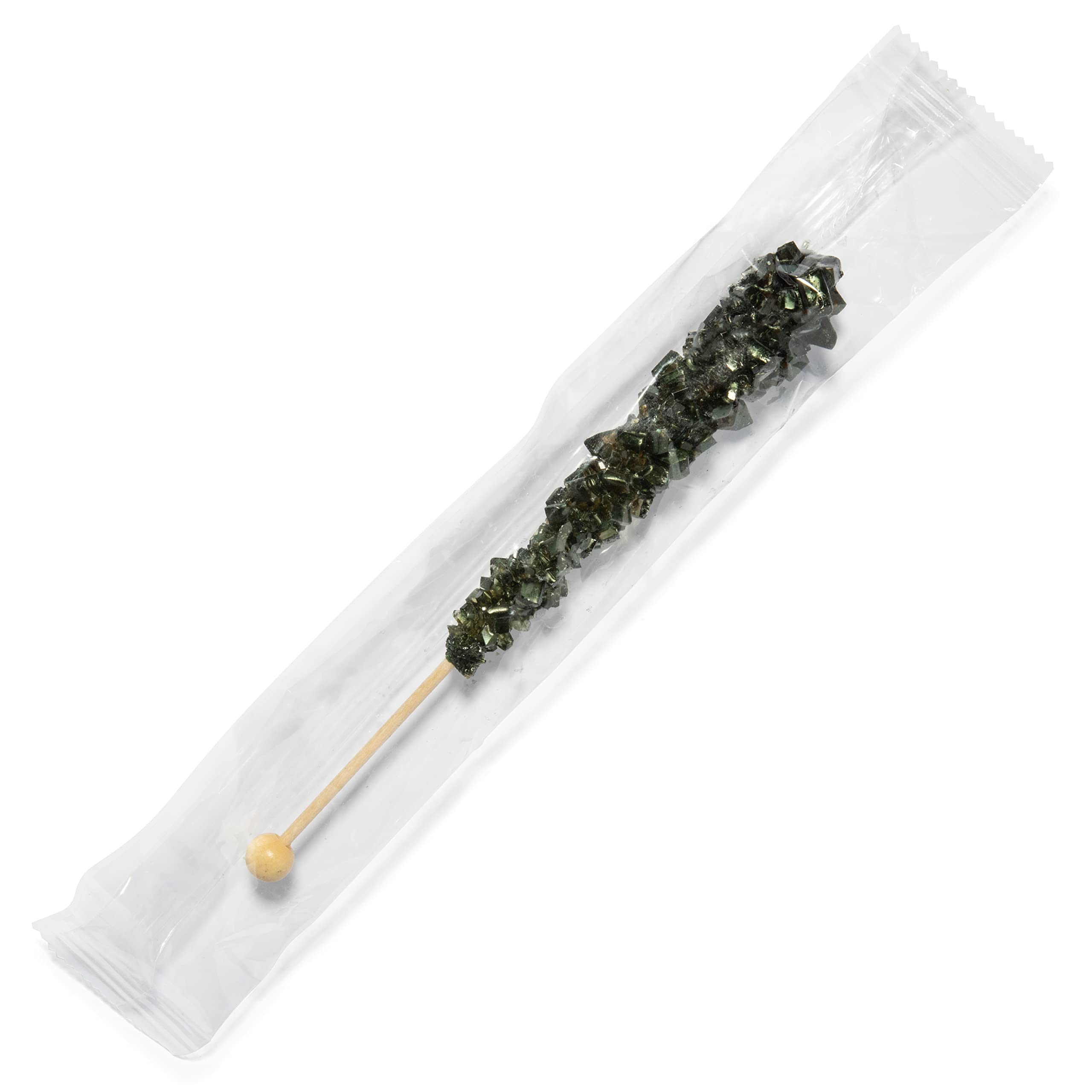 Black Cherry Flavored Rock Candy Sugar Sticks - Individually Wrapped (24 Count) - Perfect for Halloween, Birthday Parties & Gift Baskets