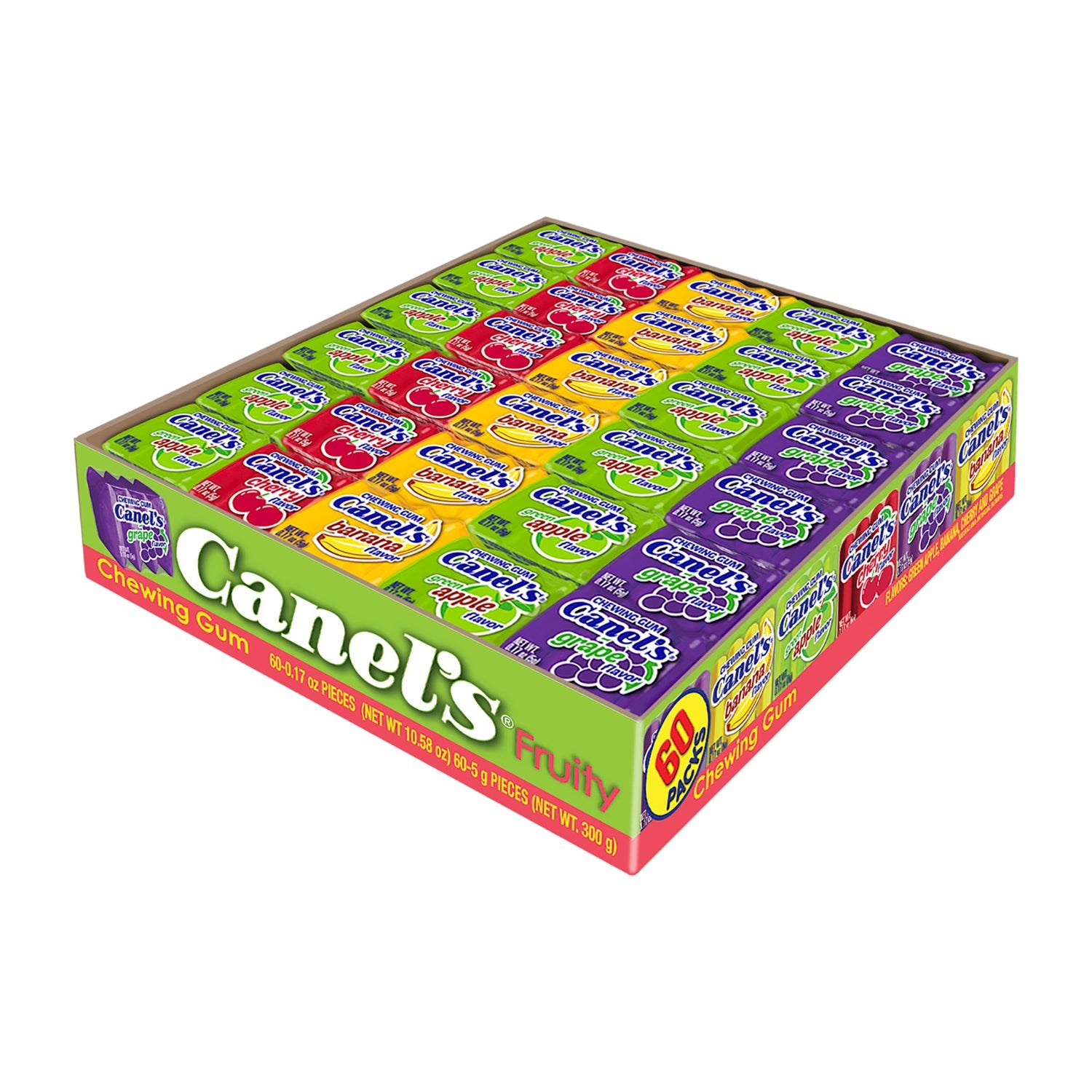 Canels 4 Pieces Fruity Chewing Gum | 60 Count Box - Perfect for Fresh Breath On-The-Go, Office, or Travel