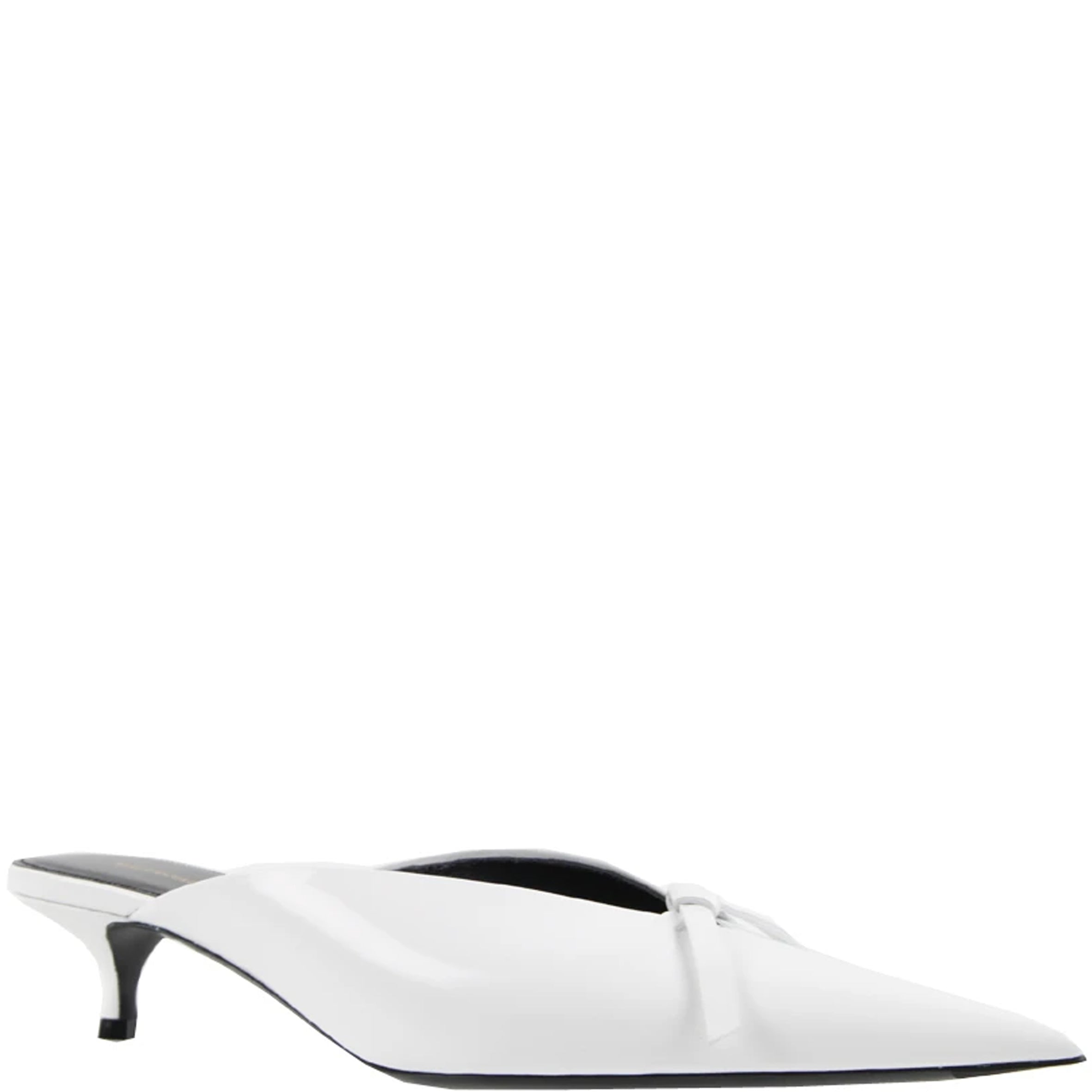 Knife Kitten Leather Mule Shoes - White Women's Slip-On Loafers for Casual Wear & Office Outfits