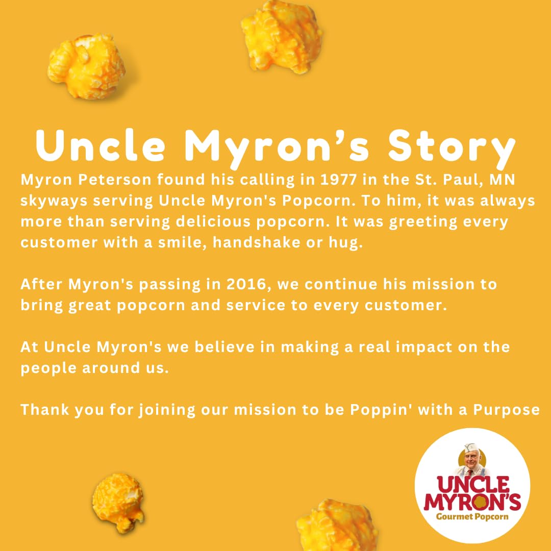 Uncle Myron's Gourmet Cheddar Cheese Popcorn - 9 oz Gluten Free Snack Bag | Perfect for Movie Nights, Parties & Office Snacks