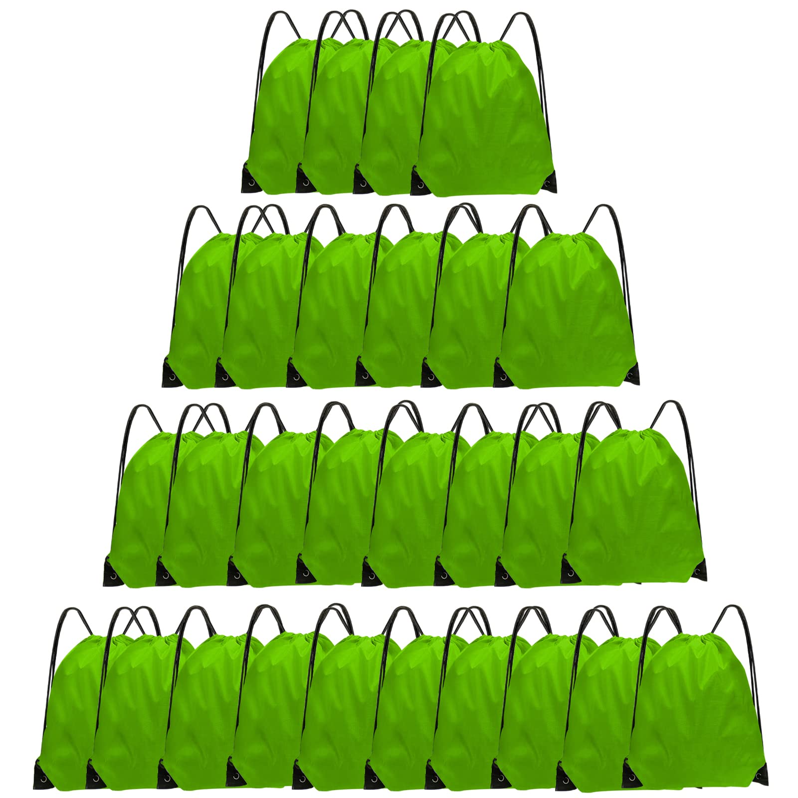 28 PCS Drawstring Backpack Bulk - Lightweight Cinch Sackpack for Gym, Travel & Sports - Durable String Bags for Men & Women (Green) - Perfect for Workouts, Beach Trips & School Supplies