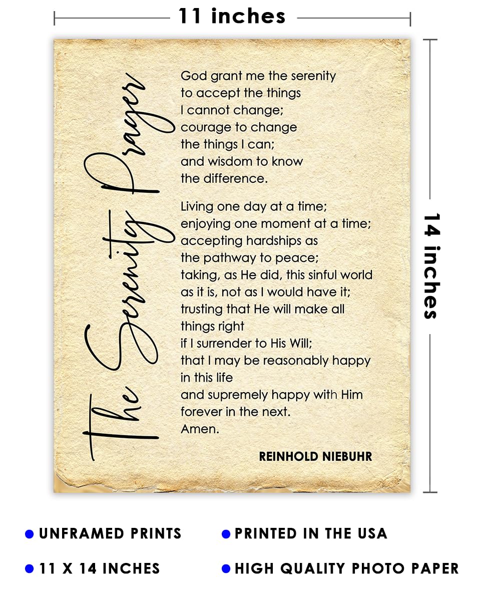 Serenity Prayer Wall Art - Inspirational Bible Verses for Home & Office Decor