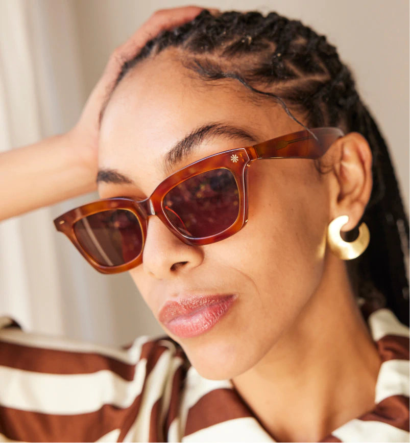 Sunseeker Acetate Sunglasses for Women & Men - Honey Tortoise Shell Frame with Brown UV Protection Lenses - Fashionable & Durable for Outdoor Activities, Beach, Driving & Travel