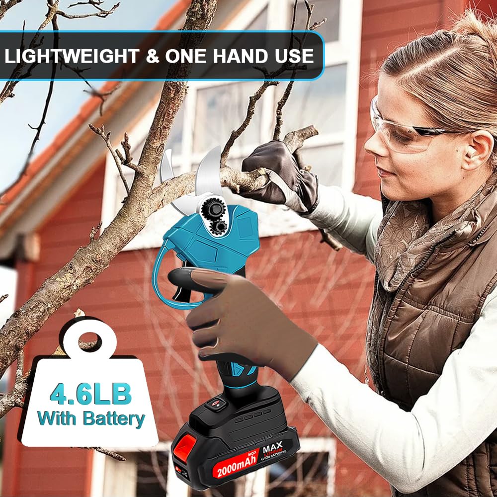 Electric Pruning Shears - 1.2 Inch Cutting Diameter Cordless Garden Shears with 2x2000mAh Batteries for Tree Trimming, Gardening & Landscaping - Perfect Christmas Gift for Men & DIY Enthusiasts