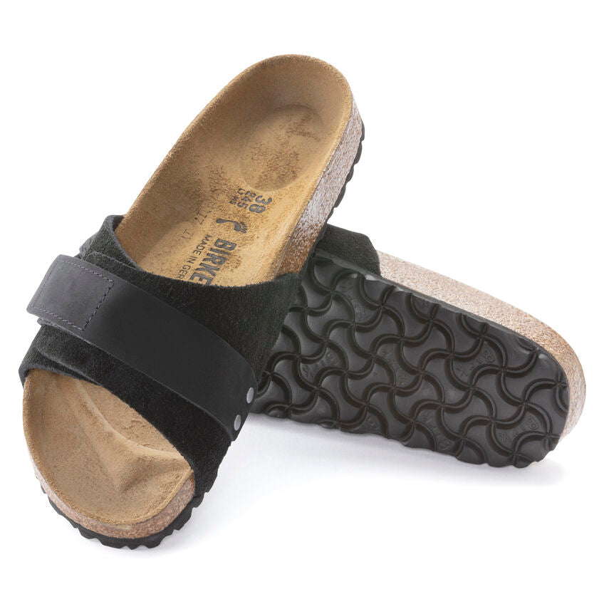 Birkenstock Women's Oita Suede Leather Sandals - Black | Comfortable Slip-On Casual Shoes for Walking, Travel & Everyday Wear