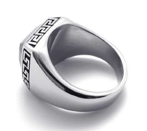 SunnyHouse 16mm Genuine Black Agate Titanium Ring for Men - Classic Luxury Wedding Band, Anti-Fatigue Comfort Fit Jewelry Gift Box | Perfect for Anniversary, Engagement & Everyday Wear