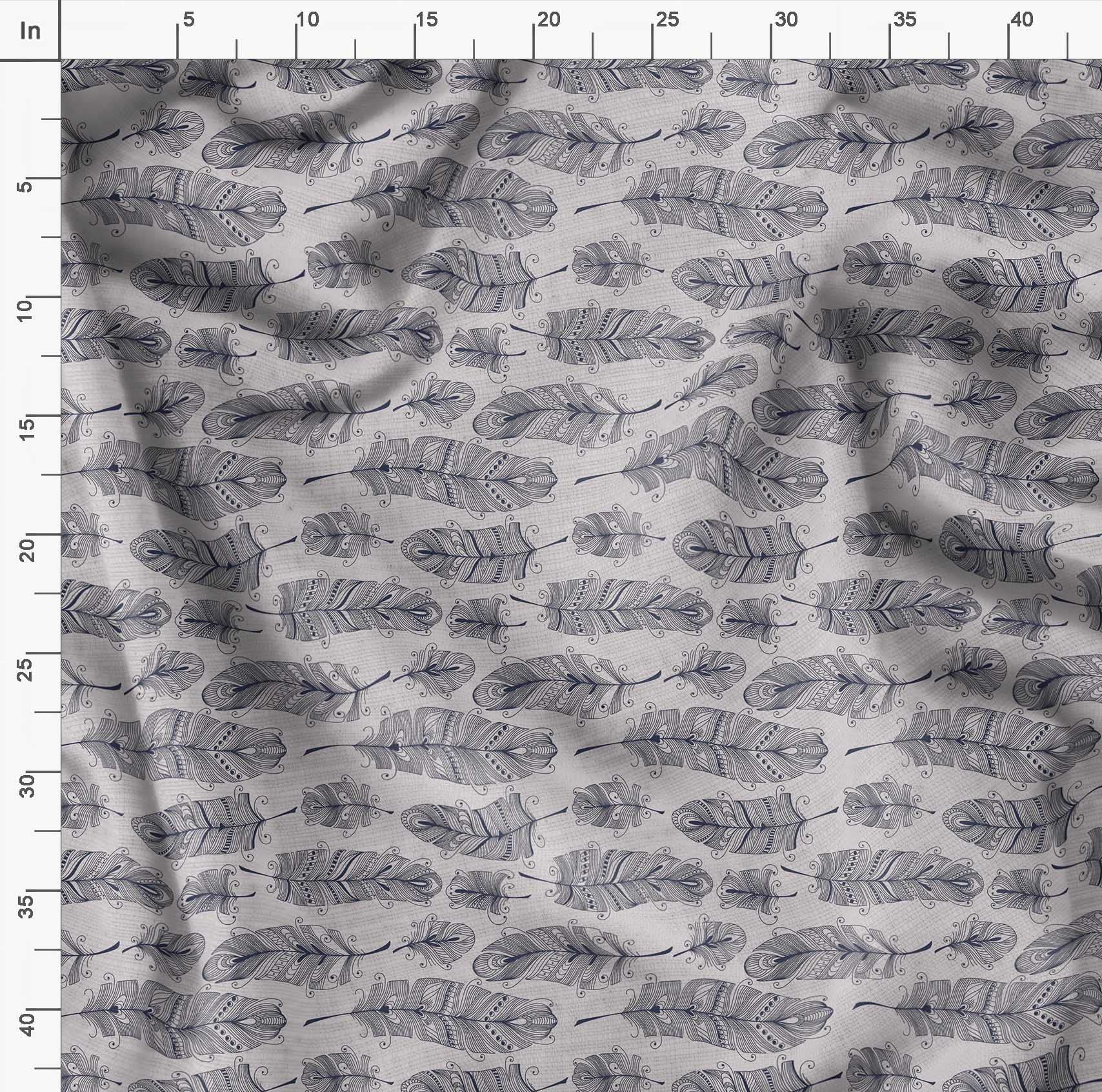 Soimoi Moss Georgette Gray Fabric by The Yard - 42 Inch Wide Tribal Feather Pattern Printed Textile for DIY Fashion, Home Decor & Craft Projects - Ethnic Artistic Design Fabric for Dresses, Curtains & Scarf Making