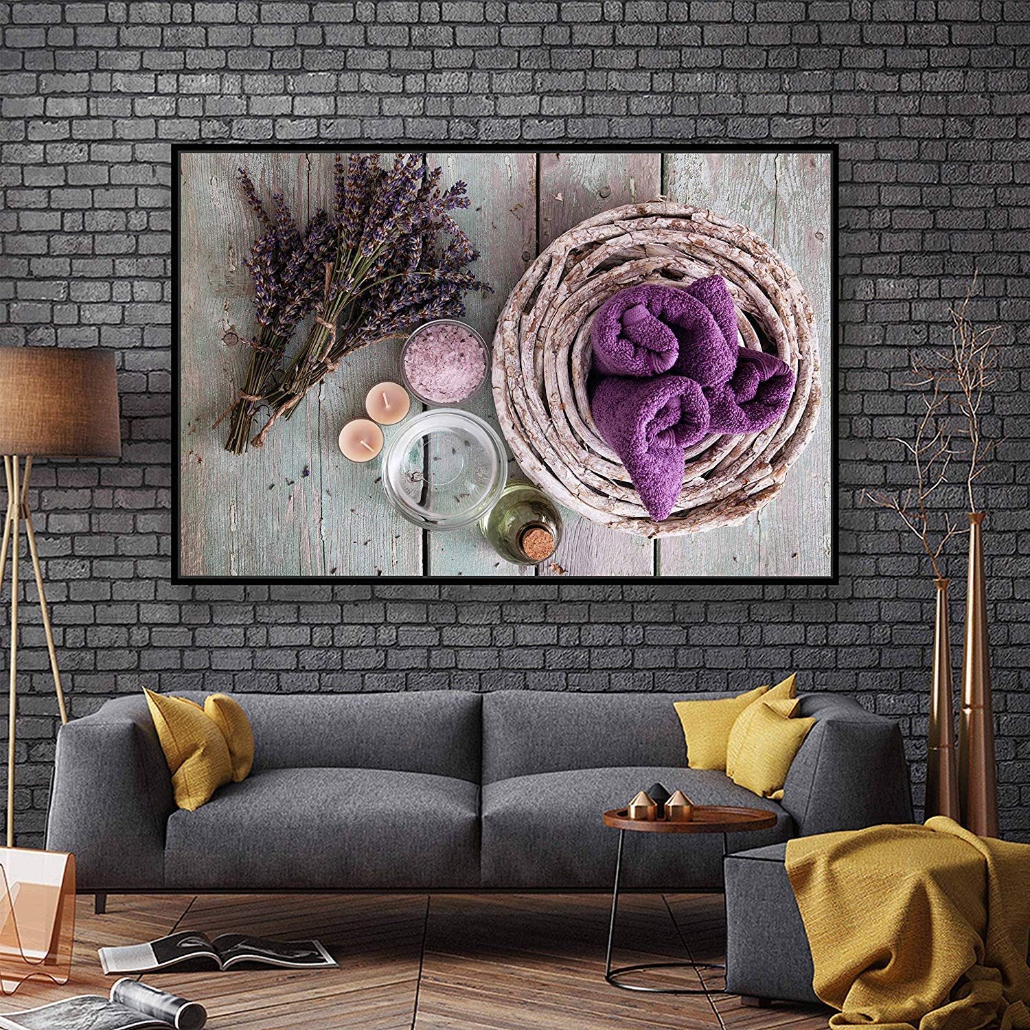 Floating Framed Canvas Wall Art - 16x24 Inch Modern Spa Theme Print for Living Room & Bedroom Decor - Ready to Hang Home Decoration - Perfect for Relaxing Spaces & Meditation Rooms
