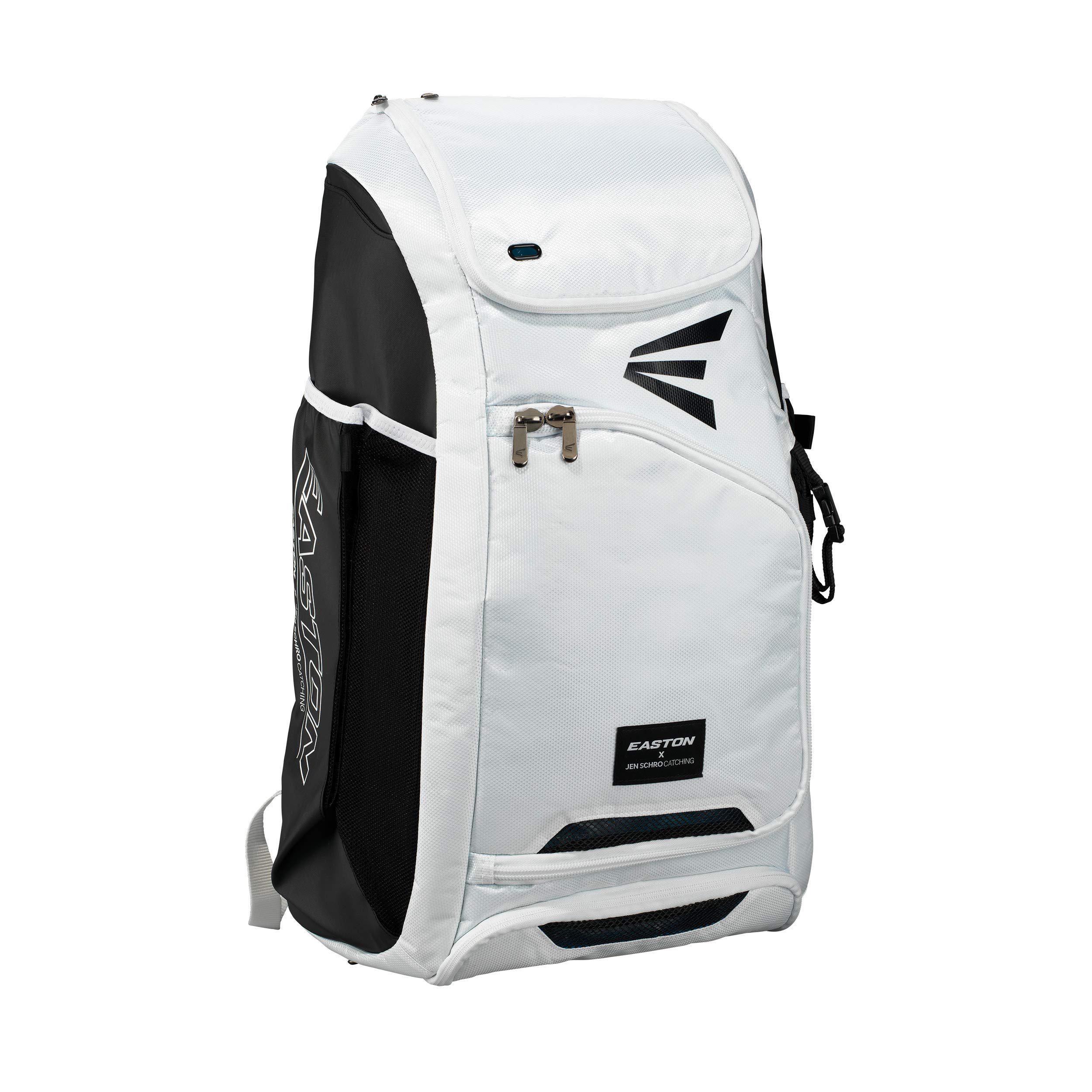 Easton JEN SCHRO Catcher's Backpack - Durable Fastpitch Softball Equipment Bag for Catchers | White | Perfect for Games, Practices & Travel