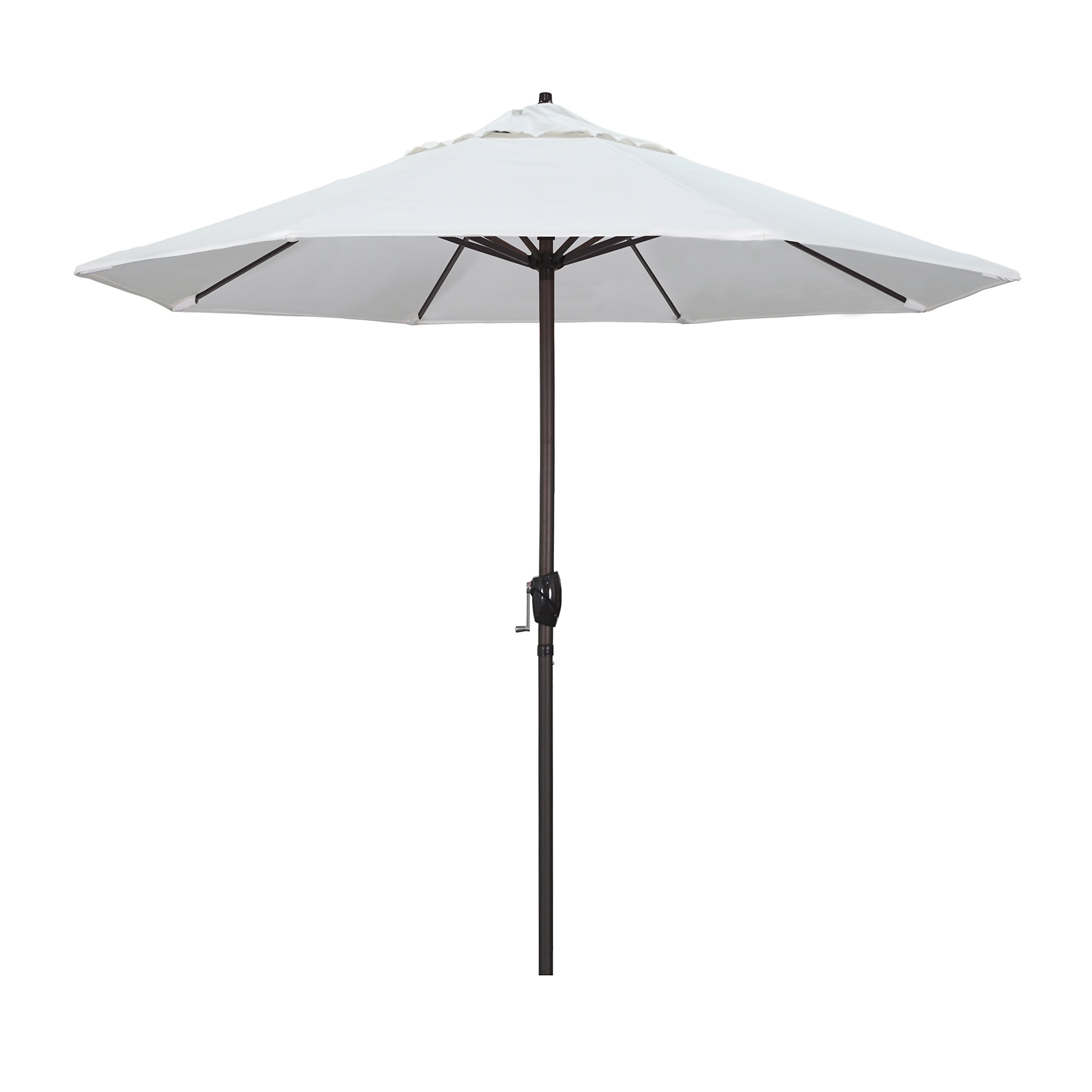 9' Round Aluminum Market Umbrella with Crank Lift & Auto Tilt - Bronze Pole & White Olefin Canopy - Perfect for Patio, Garden, and Outdoor Dining in California