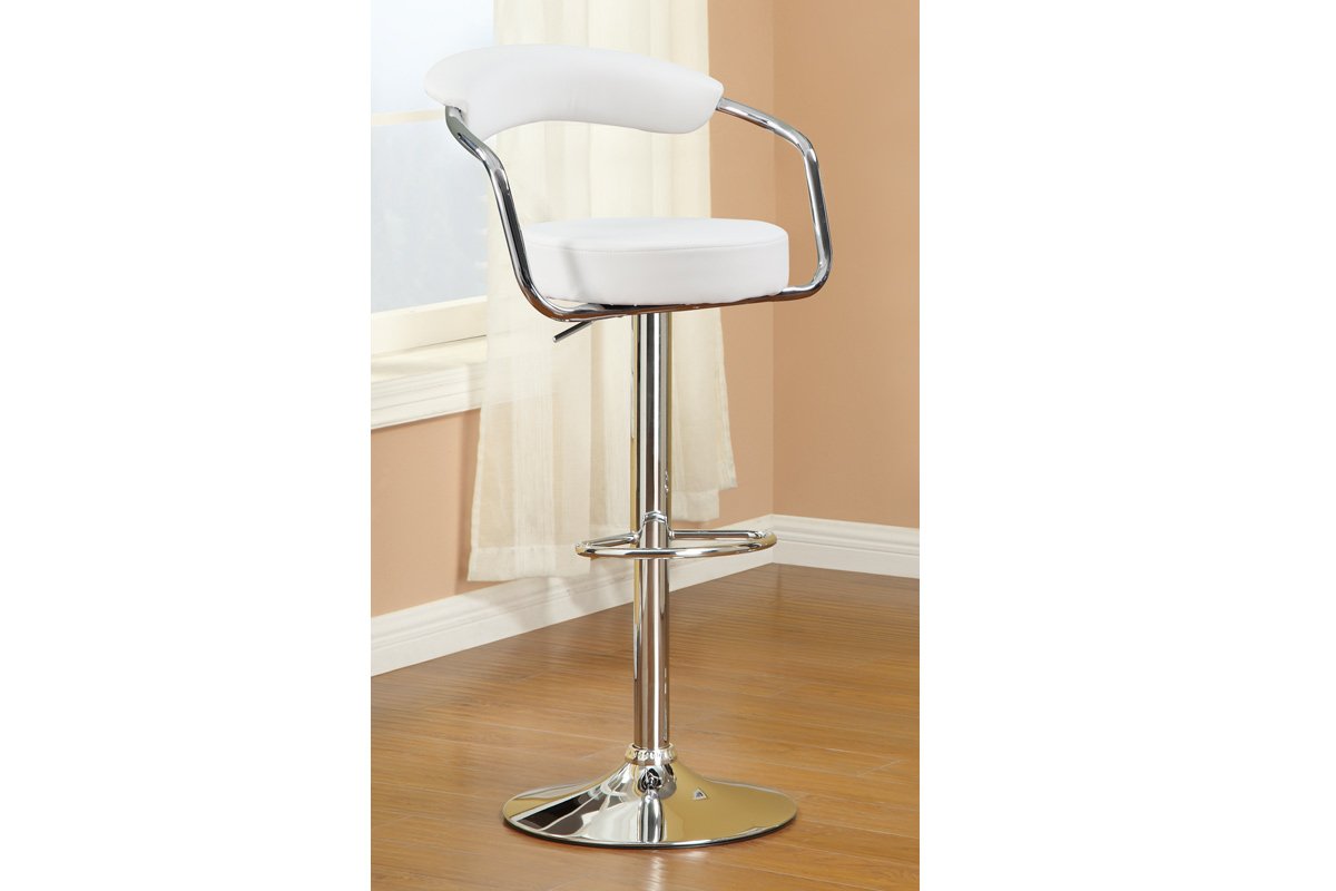 Poundex 2-Piece White PU Bar Stool Set - Modern Kitchen Counter Height Stools for Dining, Bar, and Breakfast Nook