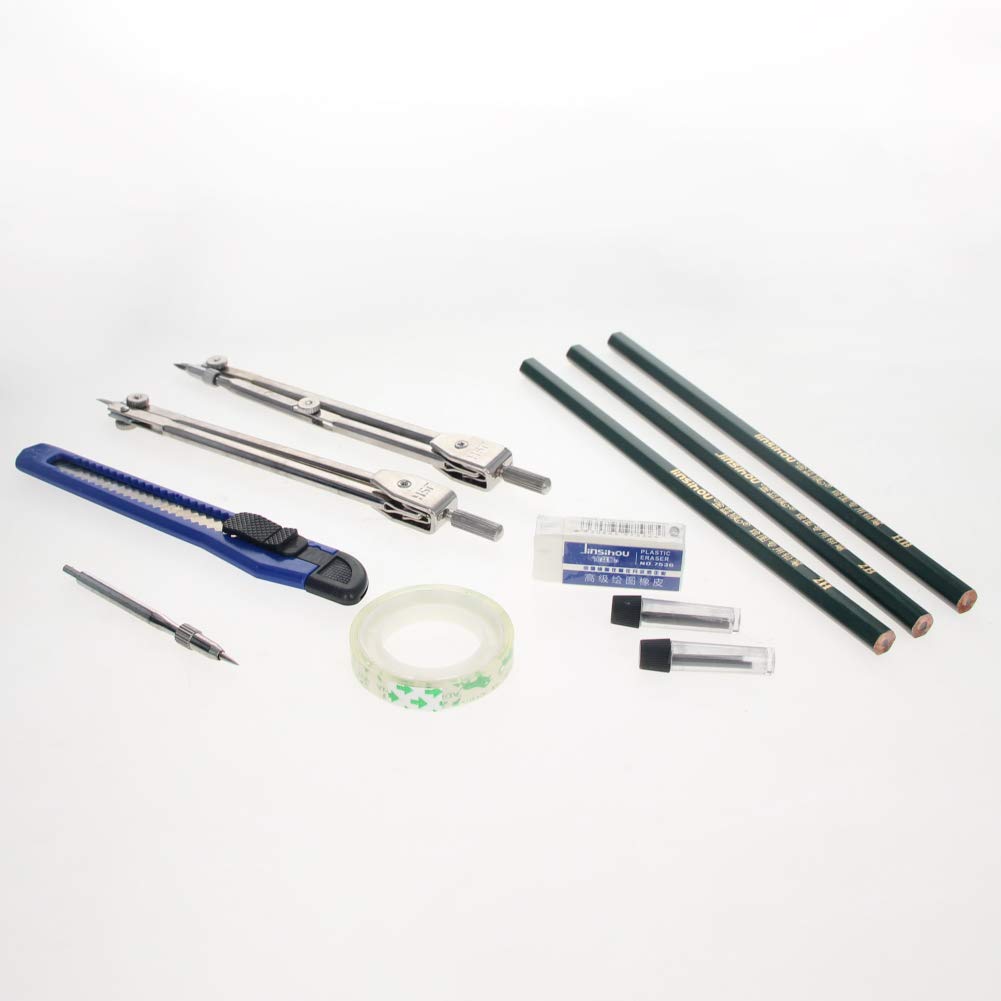 Professional Geometry Compass Set with Pencil, Eraser, Ruler & Tape - Precision Drawing Tools for Engineering, Drafting, Architecture & School Projects | Perfect for Students, Artists & Professionals