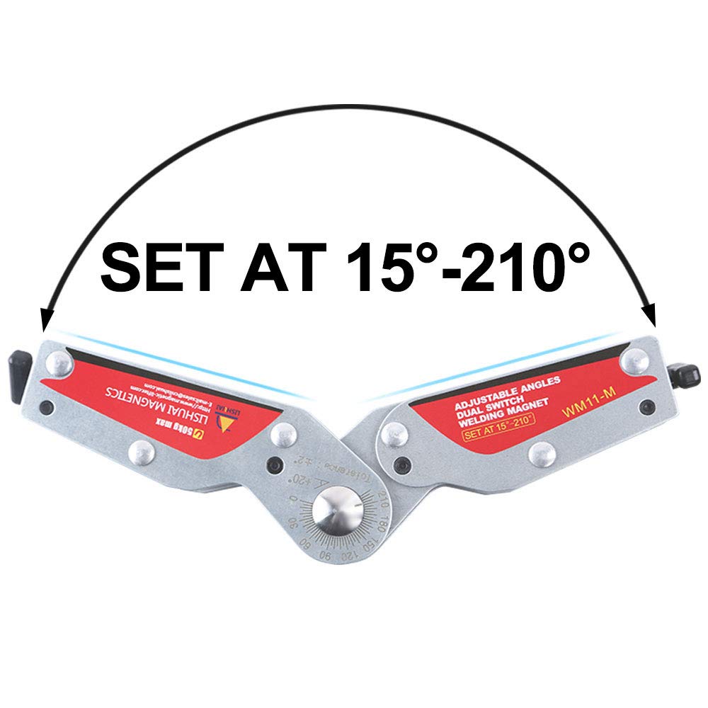 Adjustable Angle Dual Switch Welding Magnet - On/Off Neodymium Magnetic Clamp (15-210°) WM11-M - Perfect for Metal Fabrication, Welding Projects & DIY Metalworking
