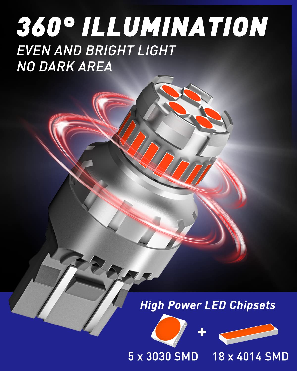 AUTOONE 7440 7443 LED Strobe Brake Light Bulb Red - 2800LM Flashing Strobe Blinking LED Tail Light Bulbs for T20 W21W 7441 7444 7443R - 300% Brighter Canbus Ready Plug and Play LED Stop Bulbs - Pack of 2 - Perfect for Car, Truck, Motorcycle Safety & Customization