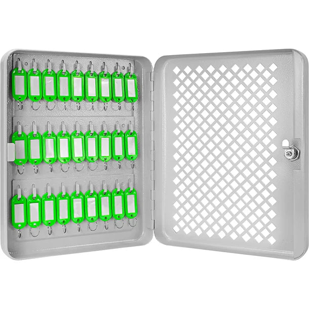 Barska CB13756 27-Key Wall Mount Key Cabinet with Mesh Front & Lock - Secure Key Storage for Home, Office, or Business Use