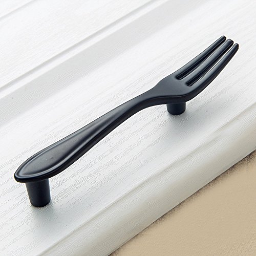12PCS Black Fork-Shaped Cabinet Handles for Kitchen & Dresser Drawers