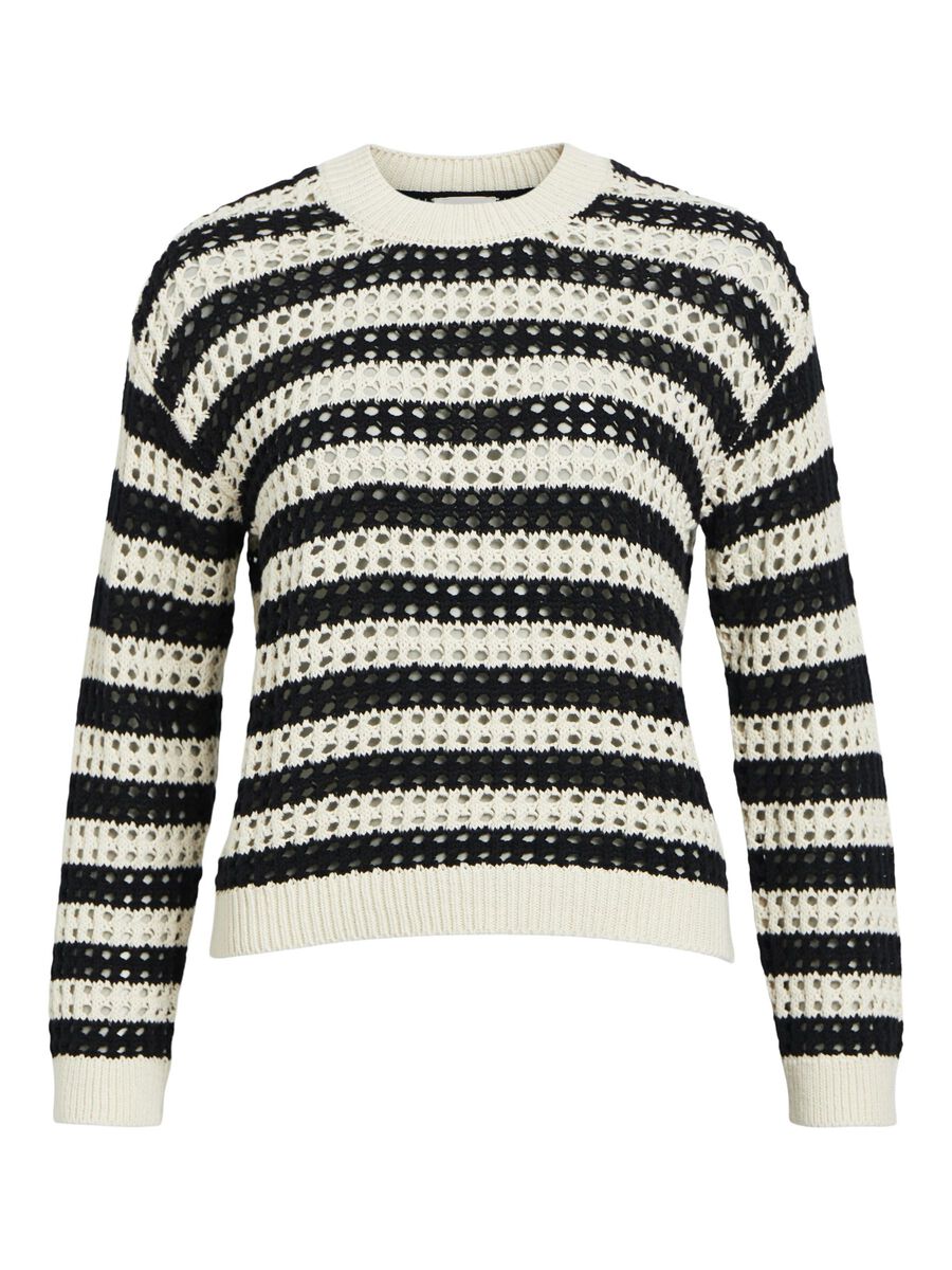 Charlie Open Weave Jumper - Sandshell & Black Color Knit Sweater for Women | Cozy Fall & Winter Fashion | Perfect for Casual Outings, Office Wear, and Date Nights